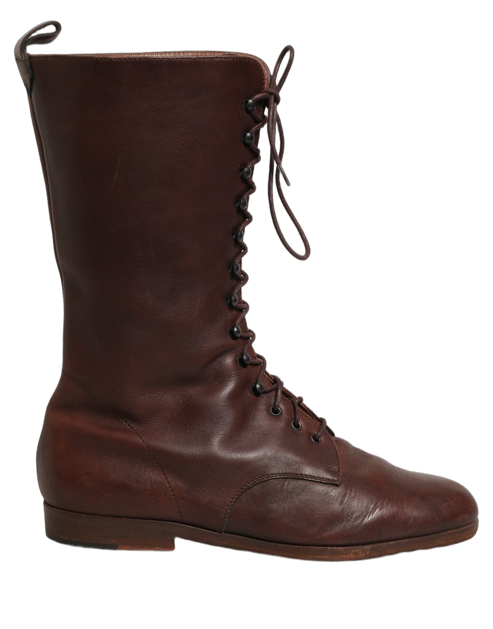 Bottes mi-mollet à lacets en cuir marron Dolce & Gabbana