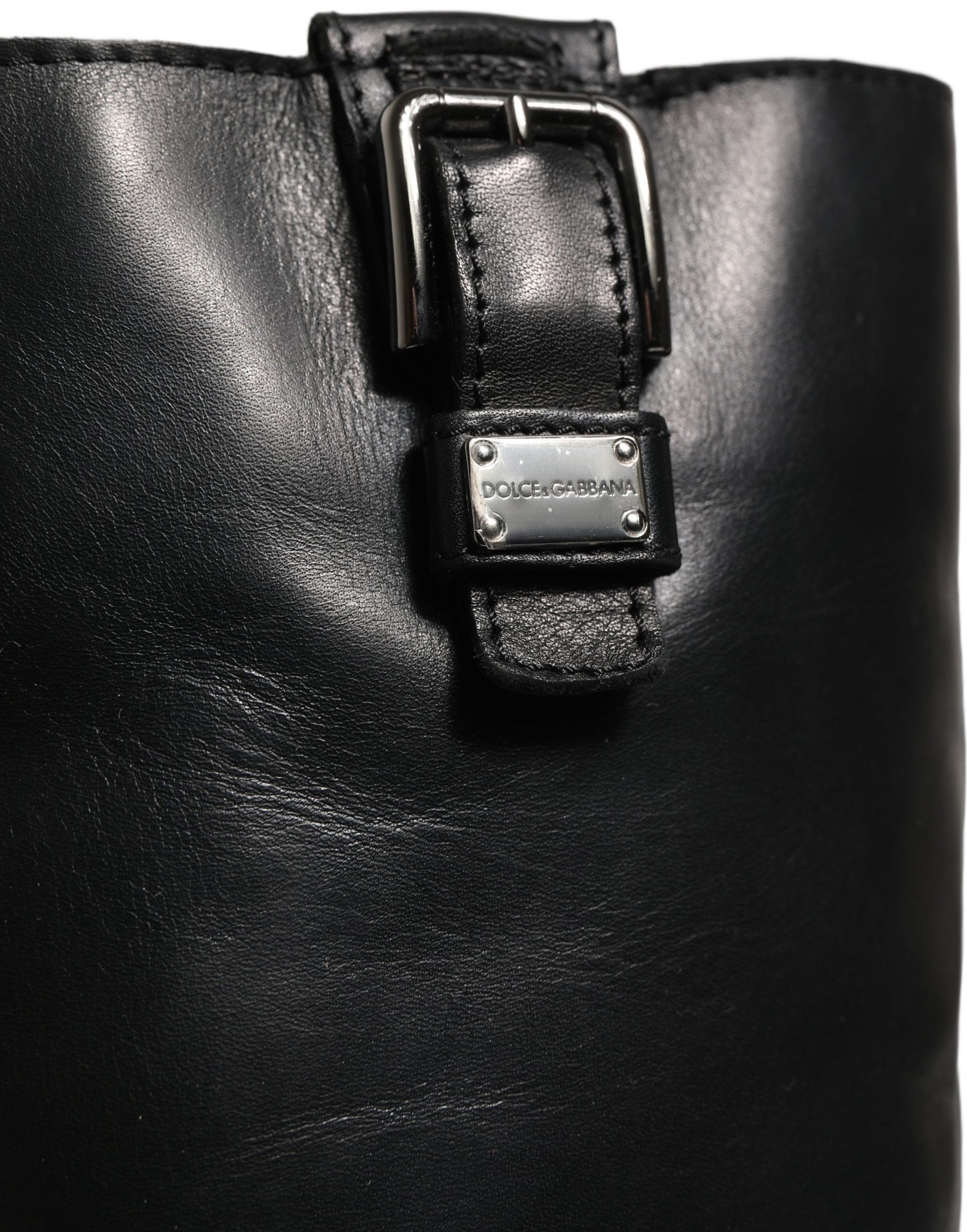 Bottes Mi-Mollet Dolce & Gabbana en Cuir Noir avec Détails Boucles