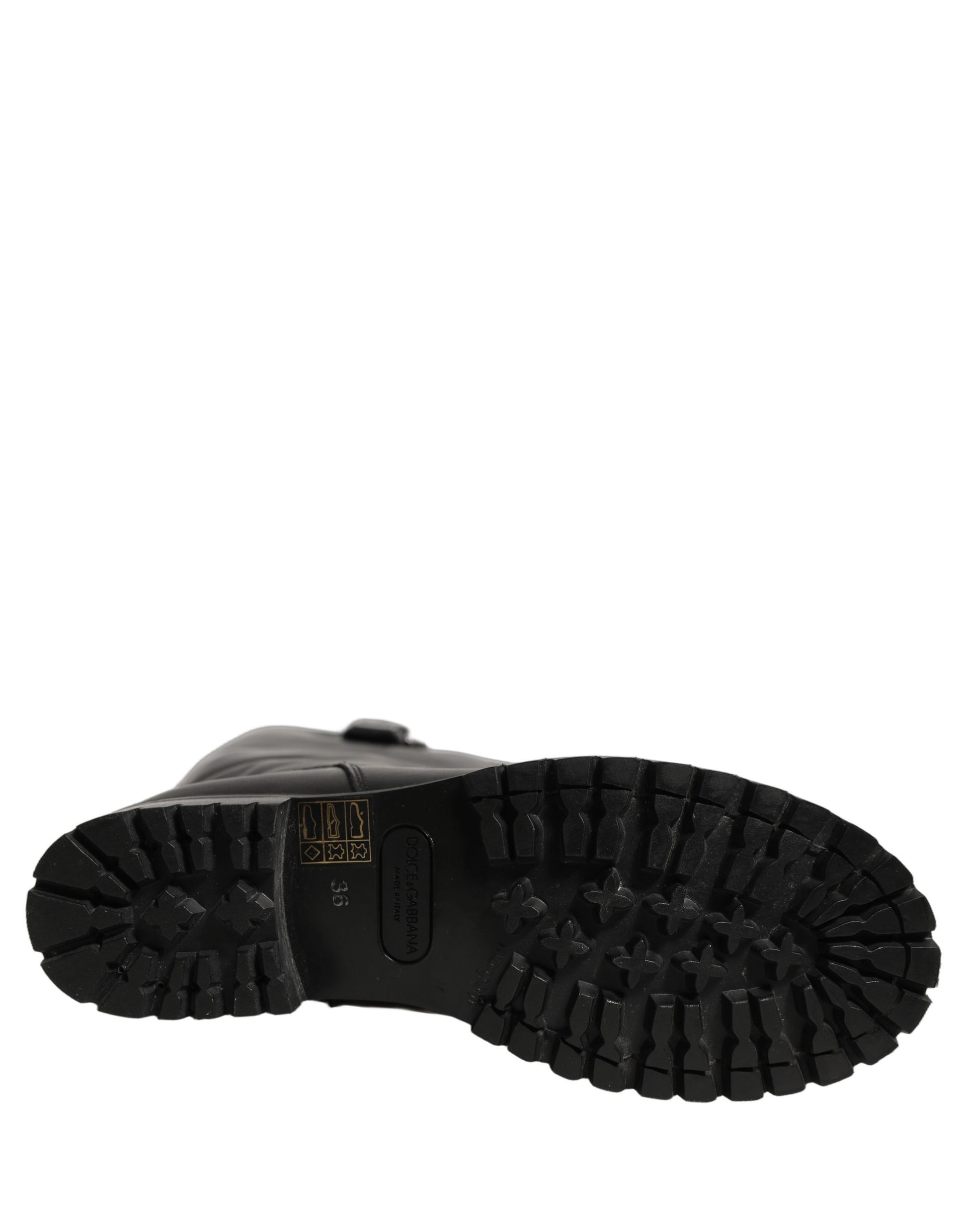 Bottes Mi-Mollet Dolce & Gabbana en Cuir Noir avec Détails Boucles