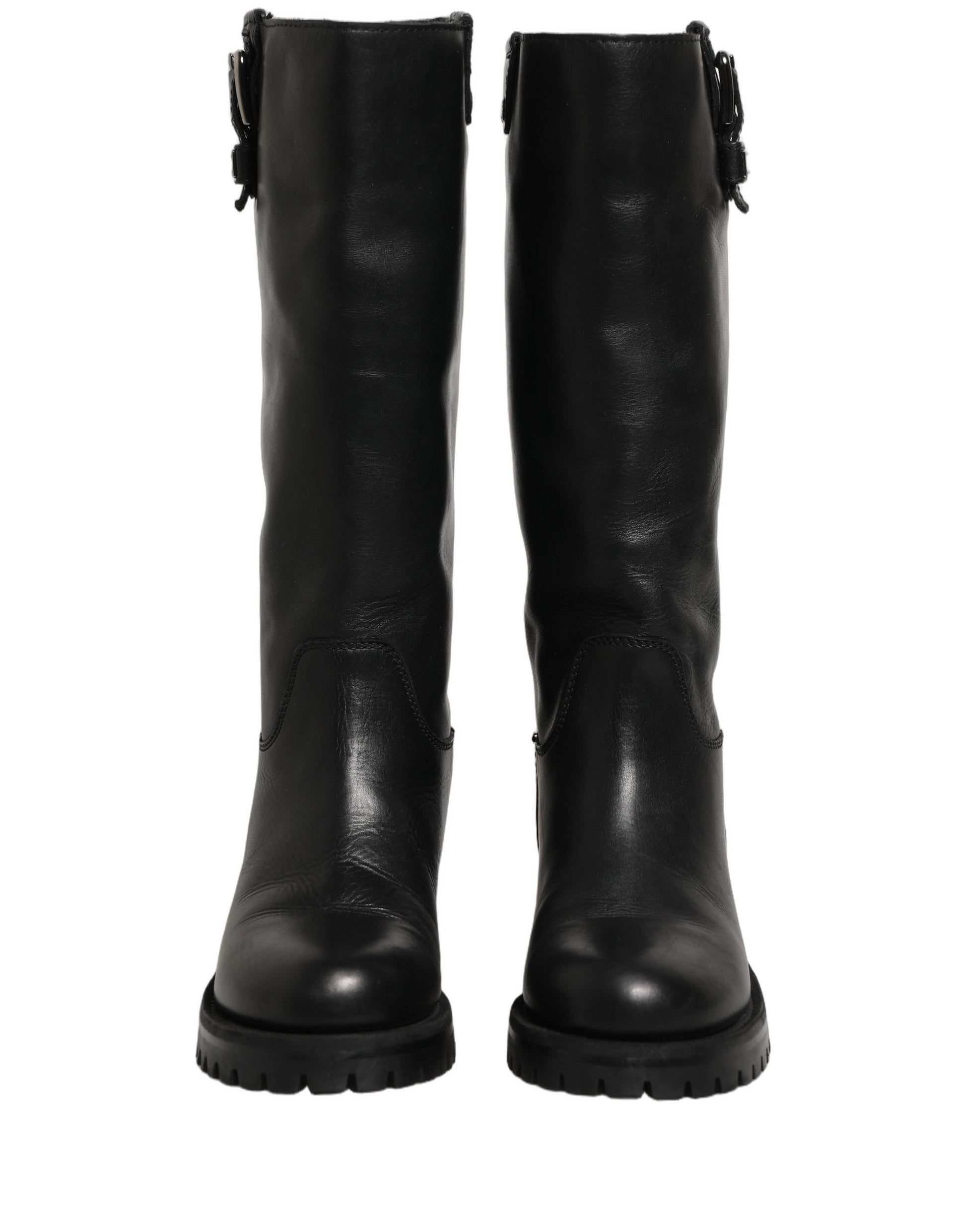 Bottes Mi-Mollet Dolce & Gabbana en Cuir Noir avec Détails Boucles