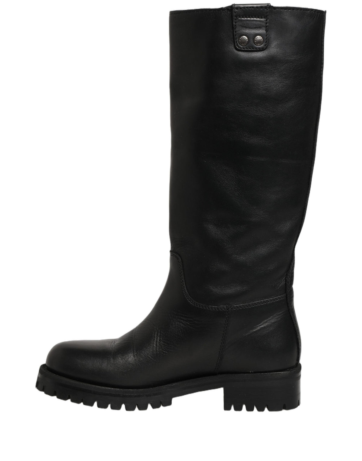 Bottes Mi-Mollet Dolce & Gabbana en Cuir Noir avec Détails Boucles
