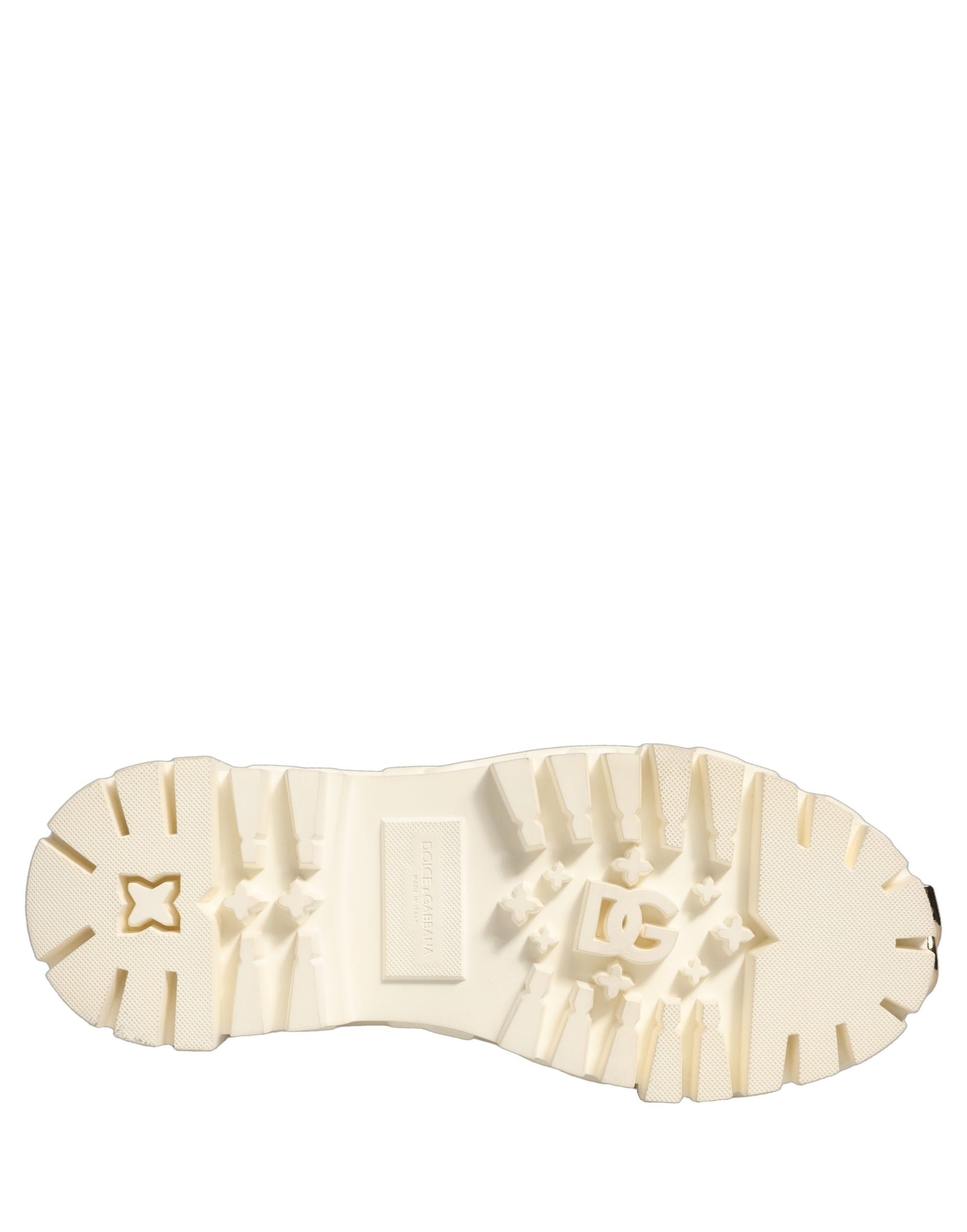 Dolce & Gabbana Bottines en cuir blanc avec logo en caoutchouc