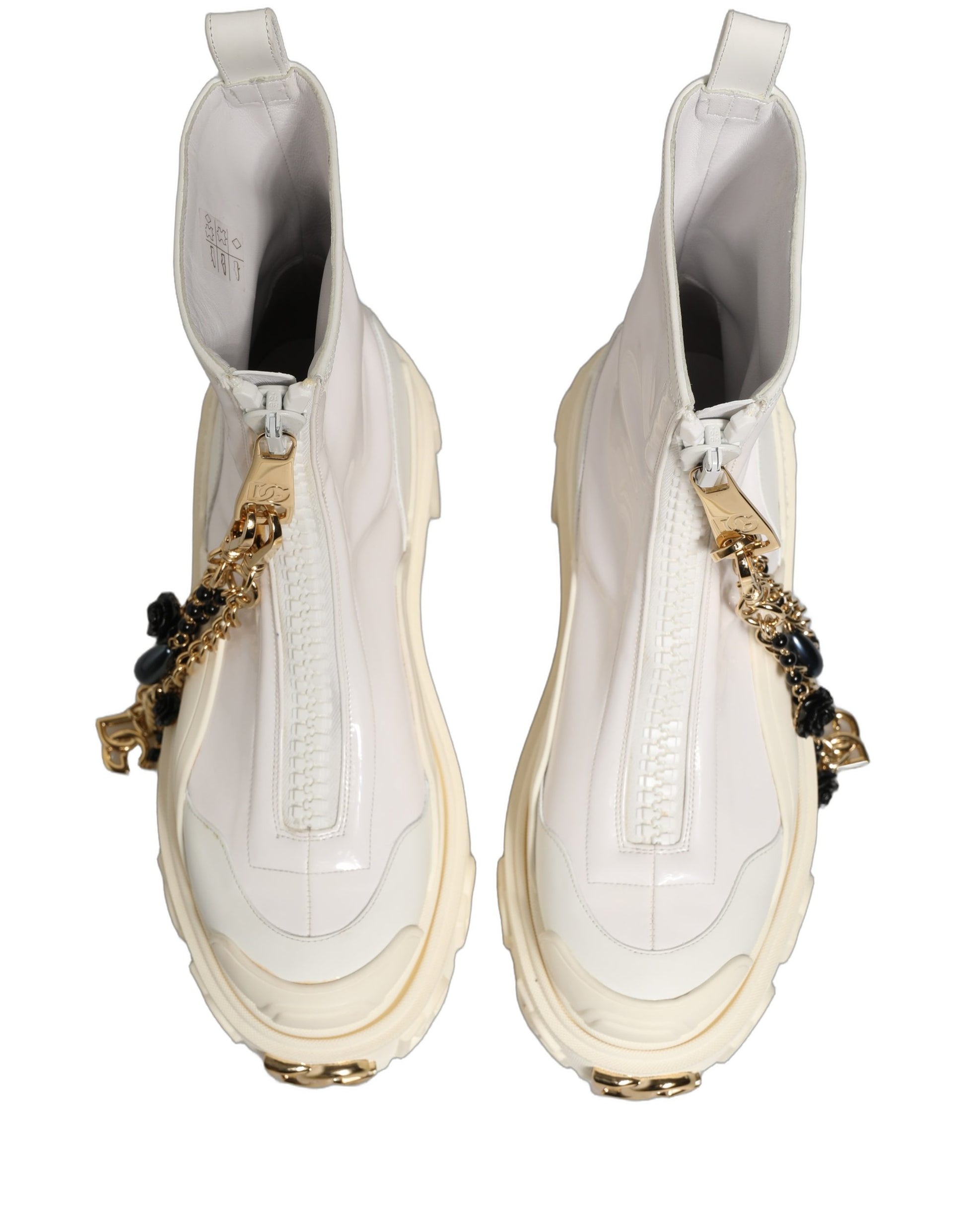Dolce & Gabbana Bottines en cuir blanc avec logo en caoutchouc