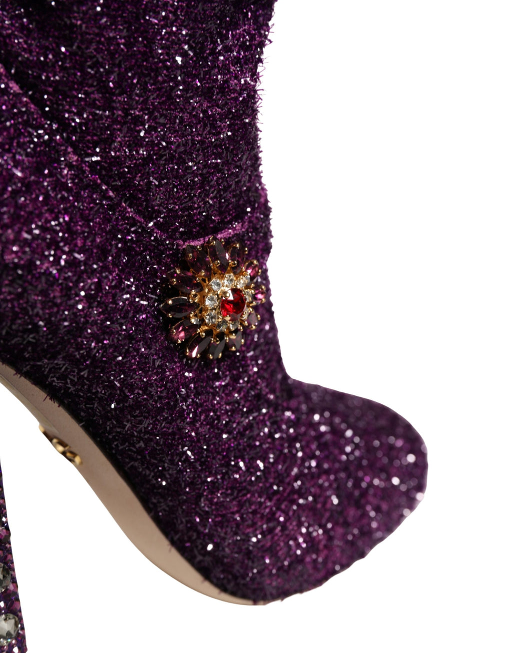 Bottes Fantaisie en Lurex et Cristal Violet Dolce & Gabbana