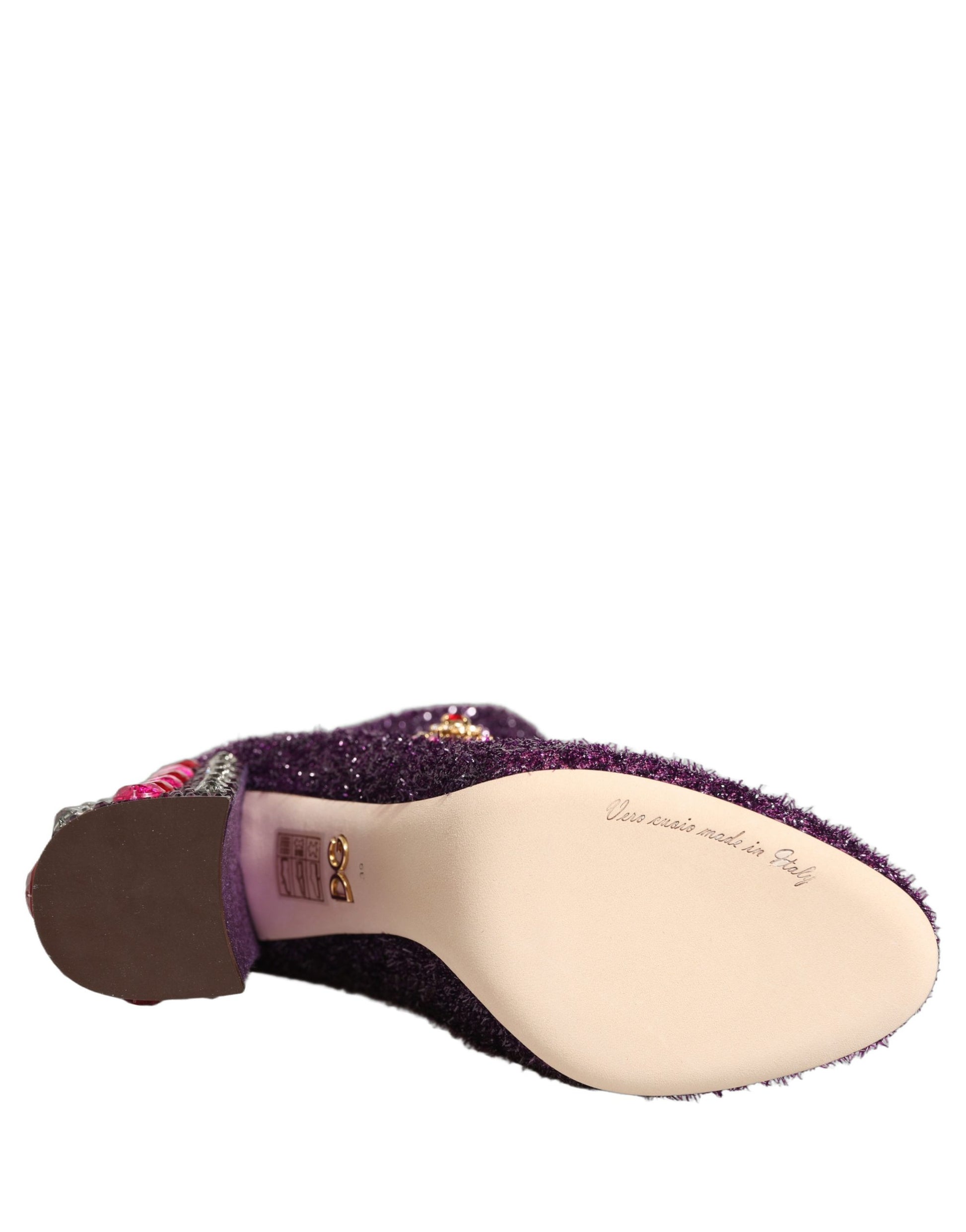 Bottes Fantaisie en Lurex et Cristal Violet Dolce & Gabbana