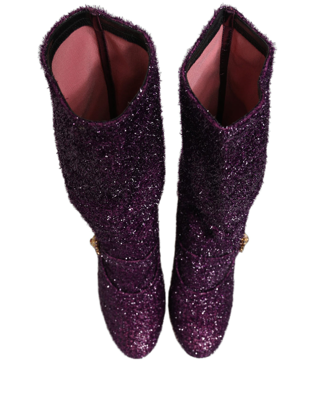 Bottes Fantaisie en Lurex et Cristal Violet Dolce & Gabbana