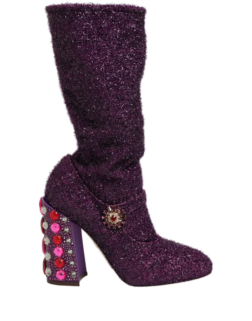 Bottes Fantaisie en Lurex et Cristal Violet Dolce & Gabbana