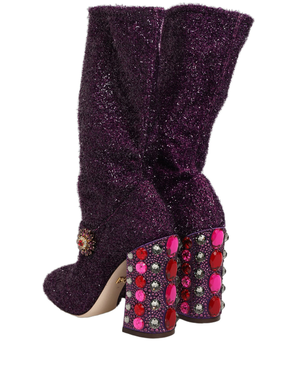 Bottes Fantaisie en Lurex et Cristal Violet Dolce & Gabbana