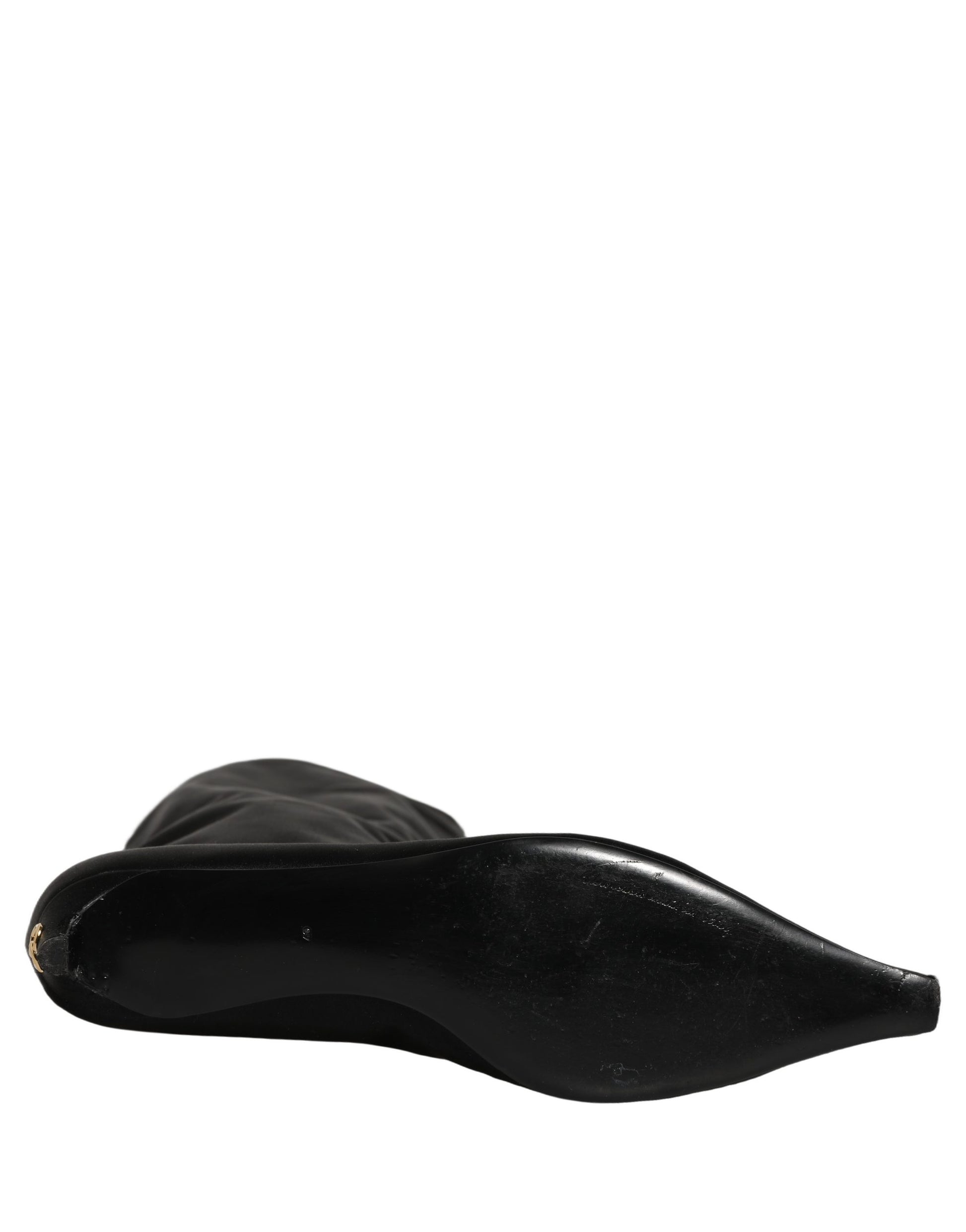 Bottes hautes Dolce & Gabbana en satin noir à talon chaton