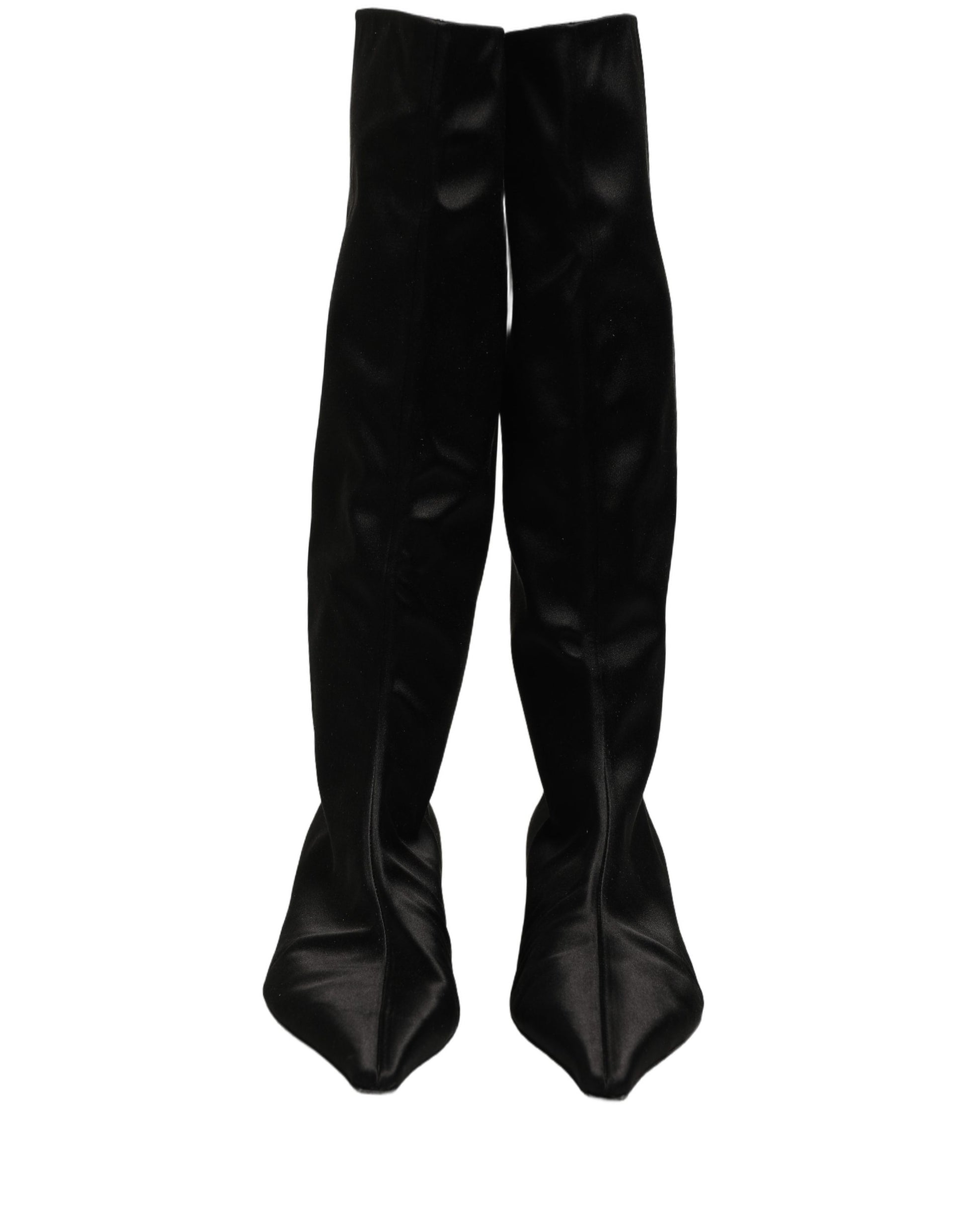 Bottes hautes Dolce & Gabbana en satin noir à talon chaton
