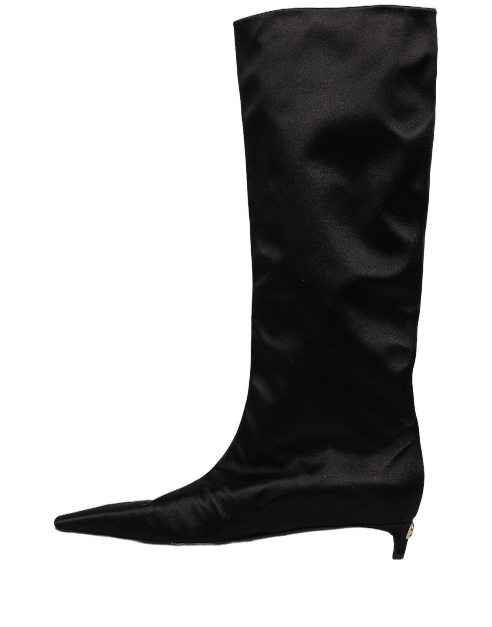 Bottes hautes Dolce & Gabbana en satin noir à talon chaton