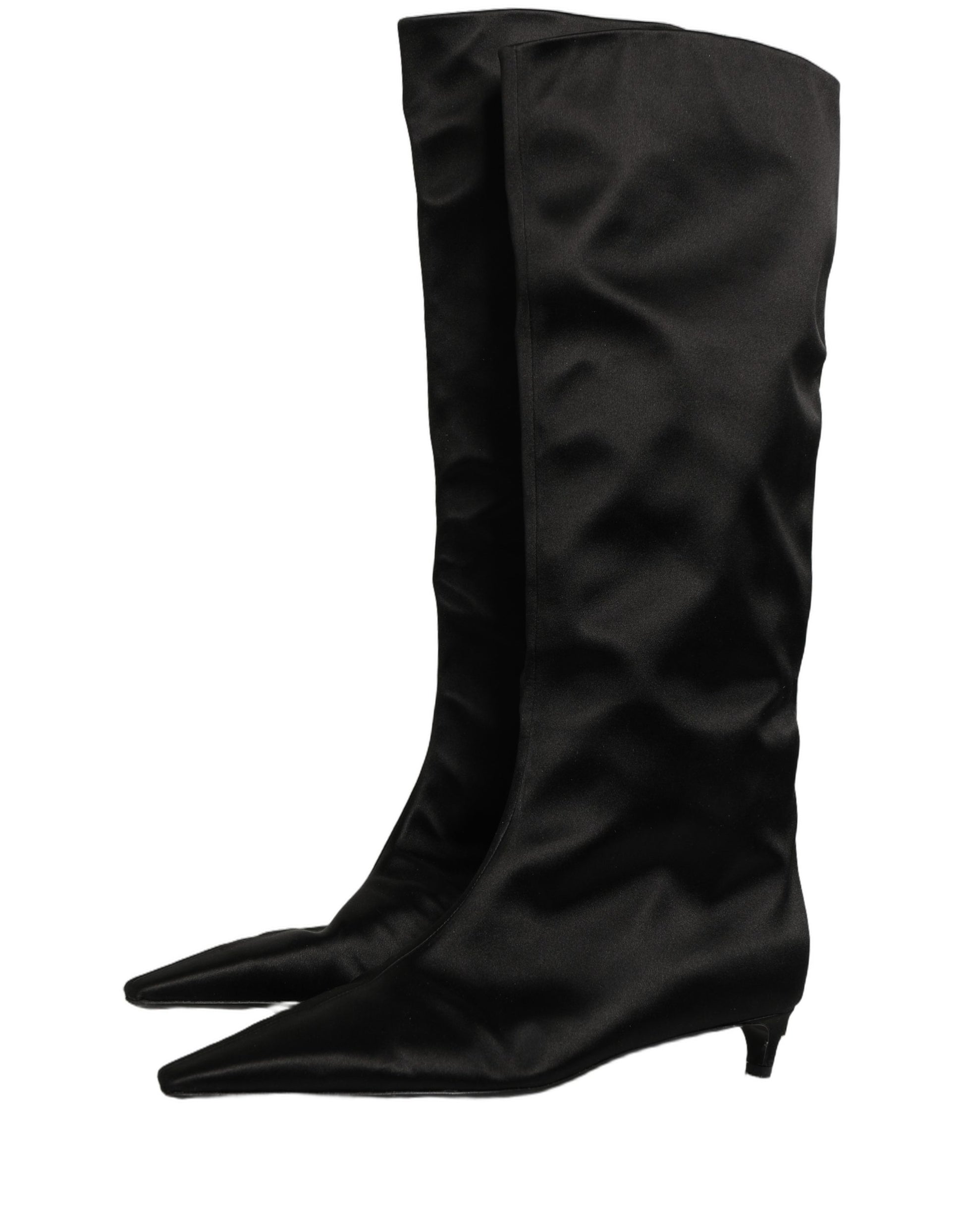 Bottes hautes Dolce & Gabbana en satin noir à talon chaton