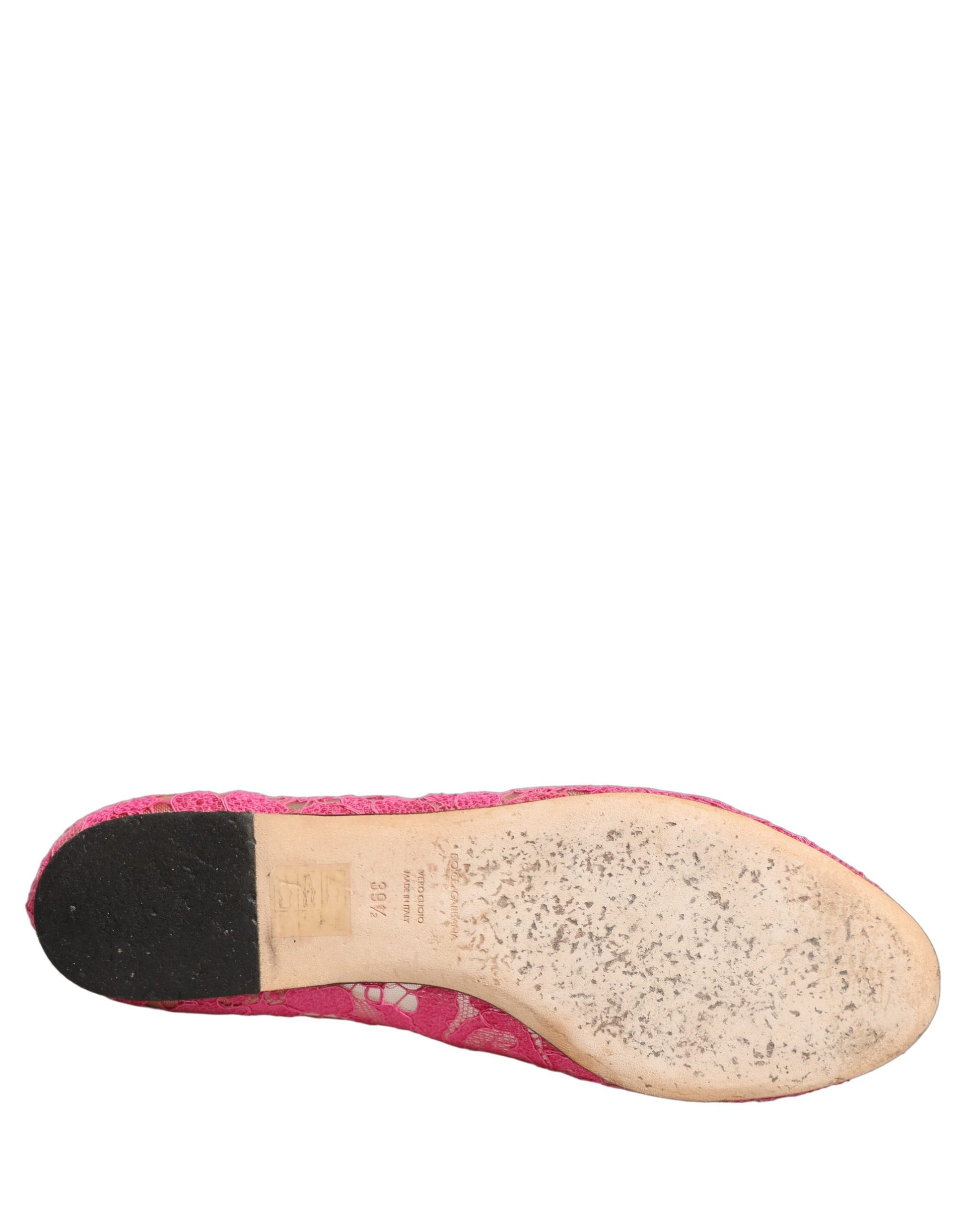 Chaussures plates Dolce & Gabbana en dentelle de Taormine rose et cristaux