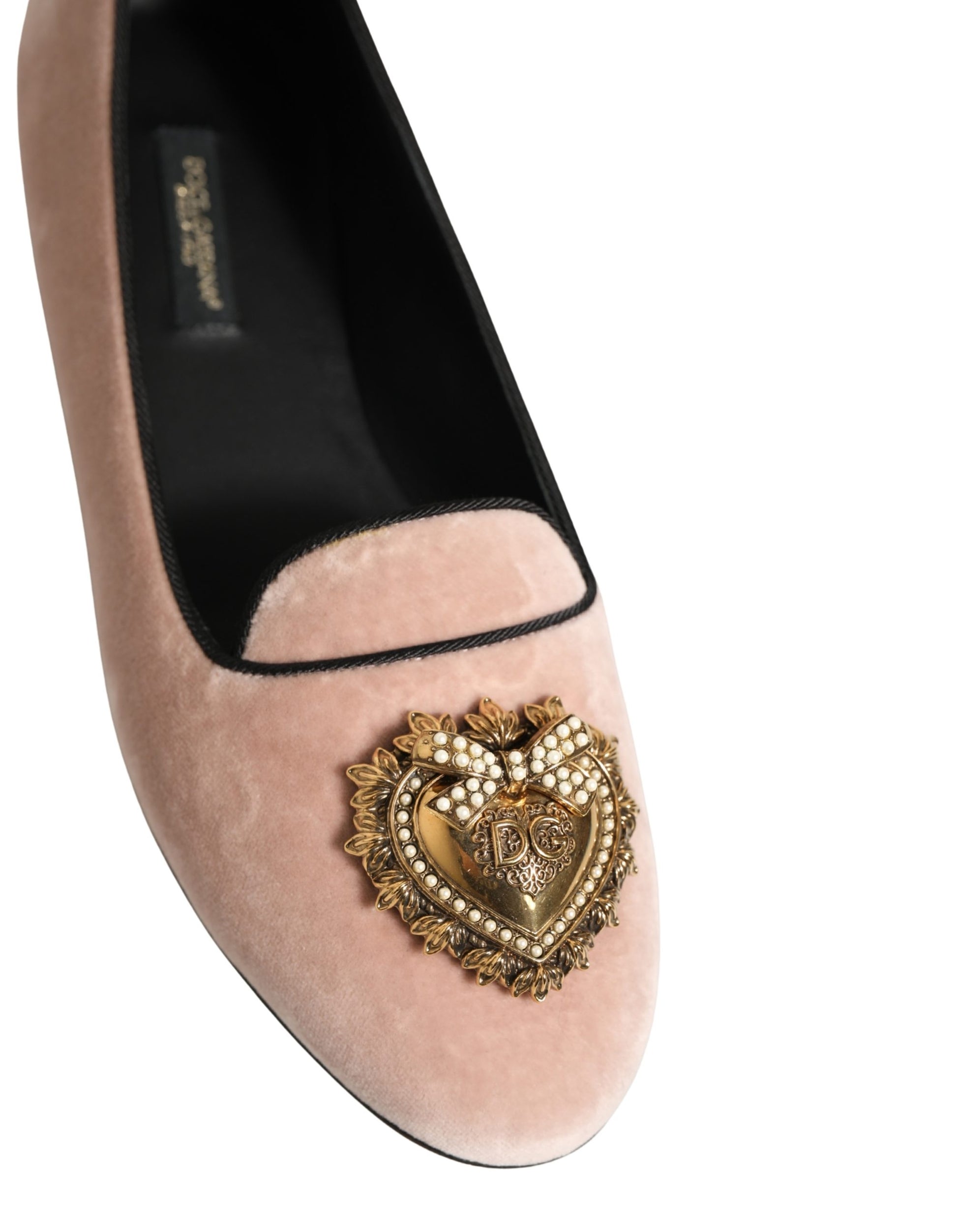 Chaussures plates Dolce & Gabbana Devotion en velours rose