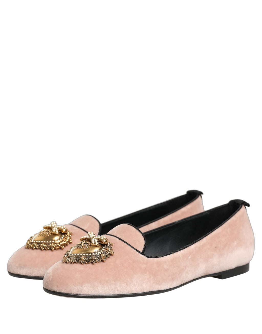 Chaussures plates Dolce & Gabbana Devotion en velours rose