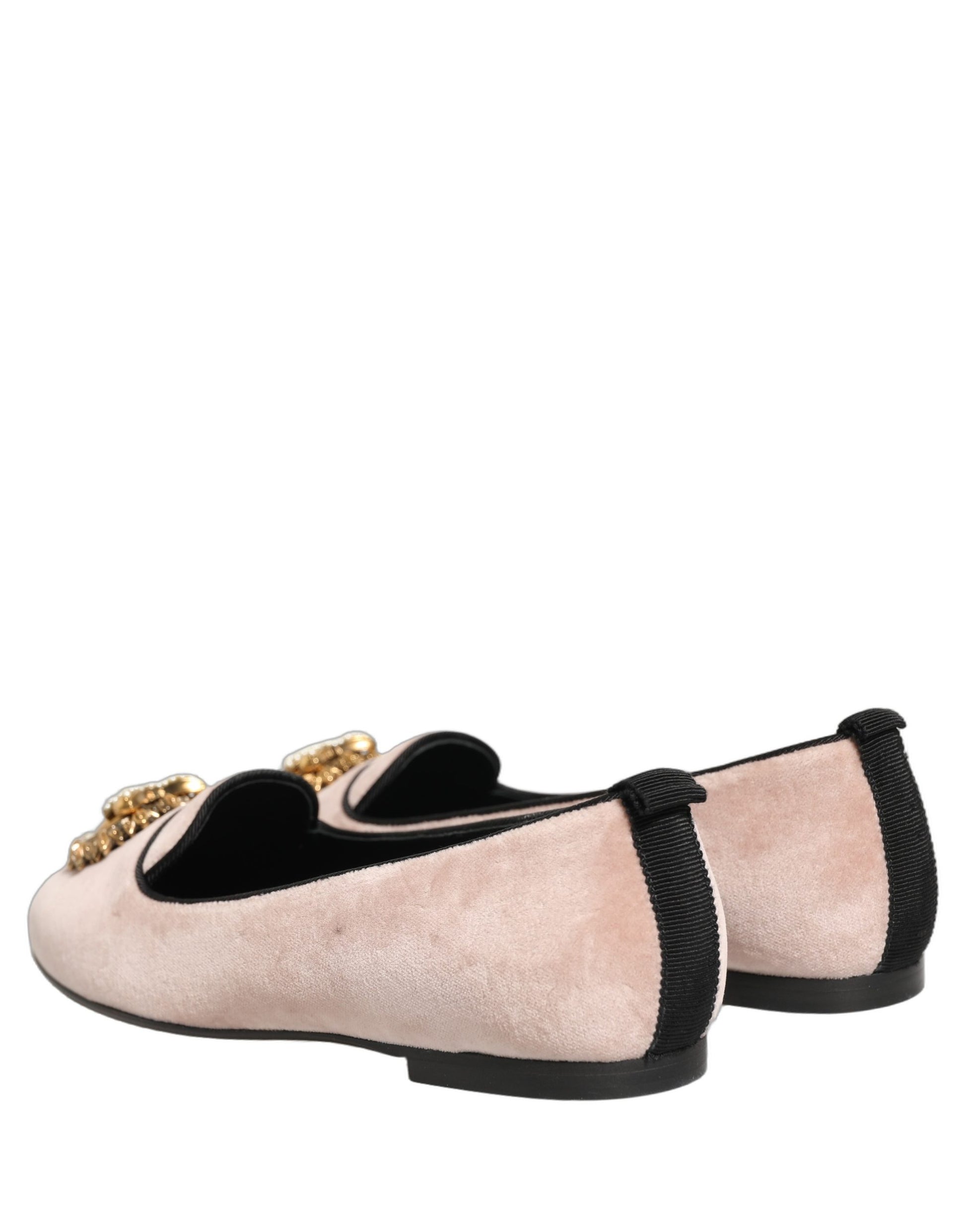 Chaussures plates Dolce & Gabbana Devotion en velours rose