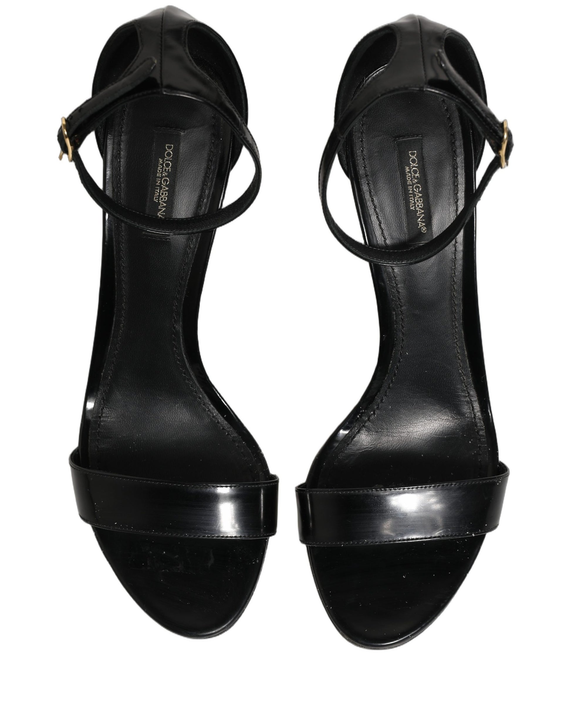 Chaussures à talons sandales en cuir noir à bride cheville Dolce & Gabbana