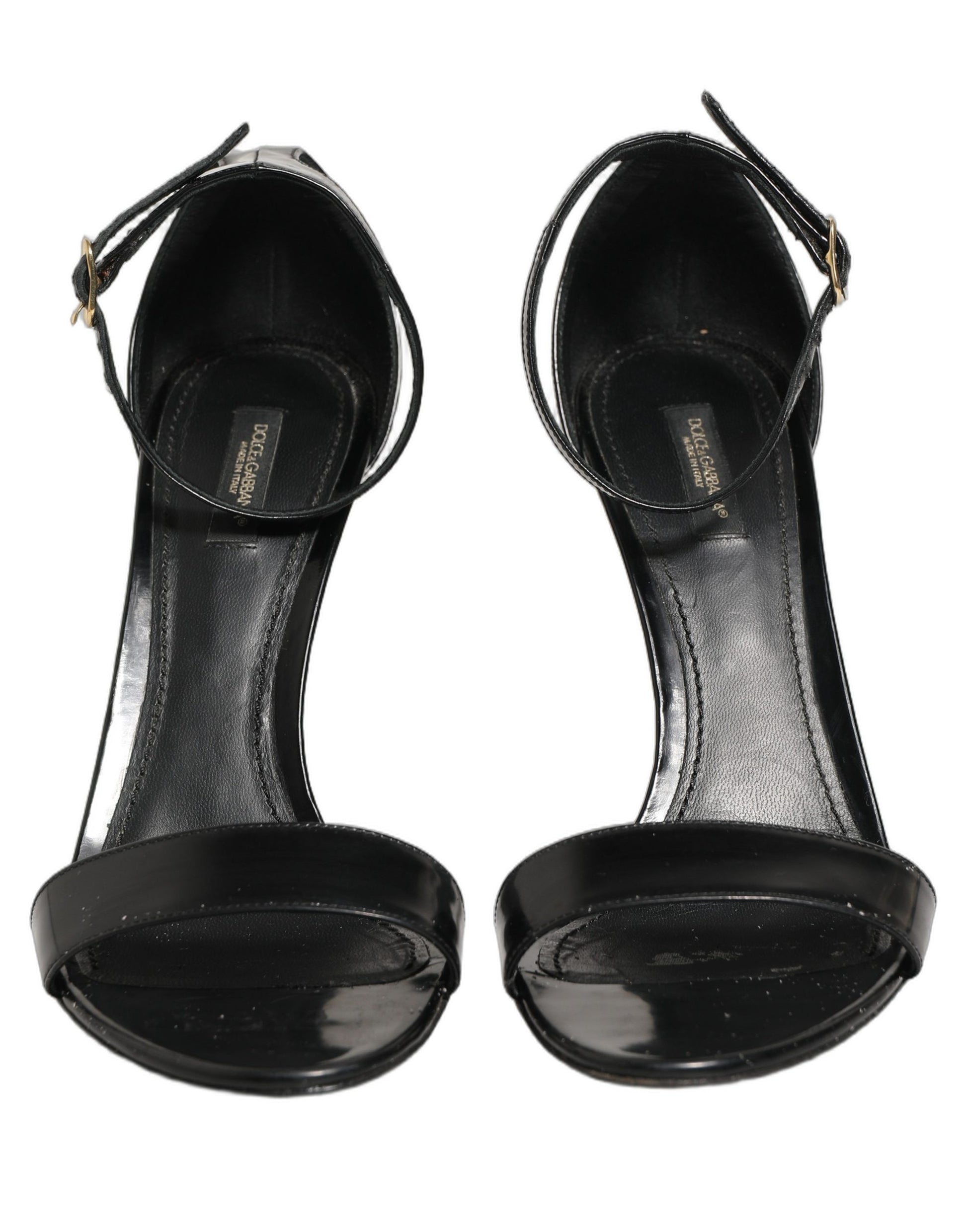 Chaussures à talons sandales en cuir noir à bride cheville Dolce & Gabbana