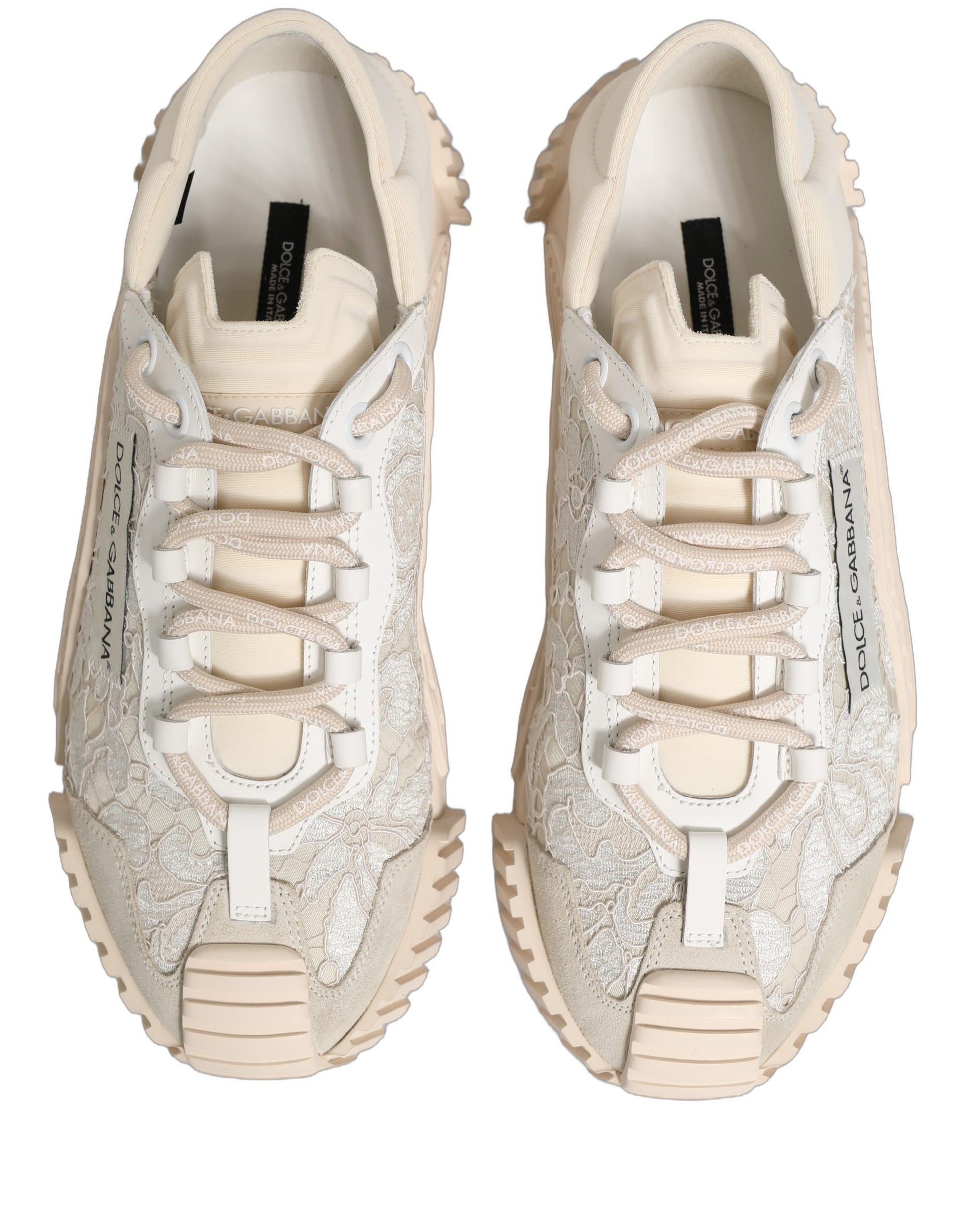 Chaussures de sport baskets basses Dolce & Gabbana en dentelle blanche NS1