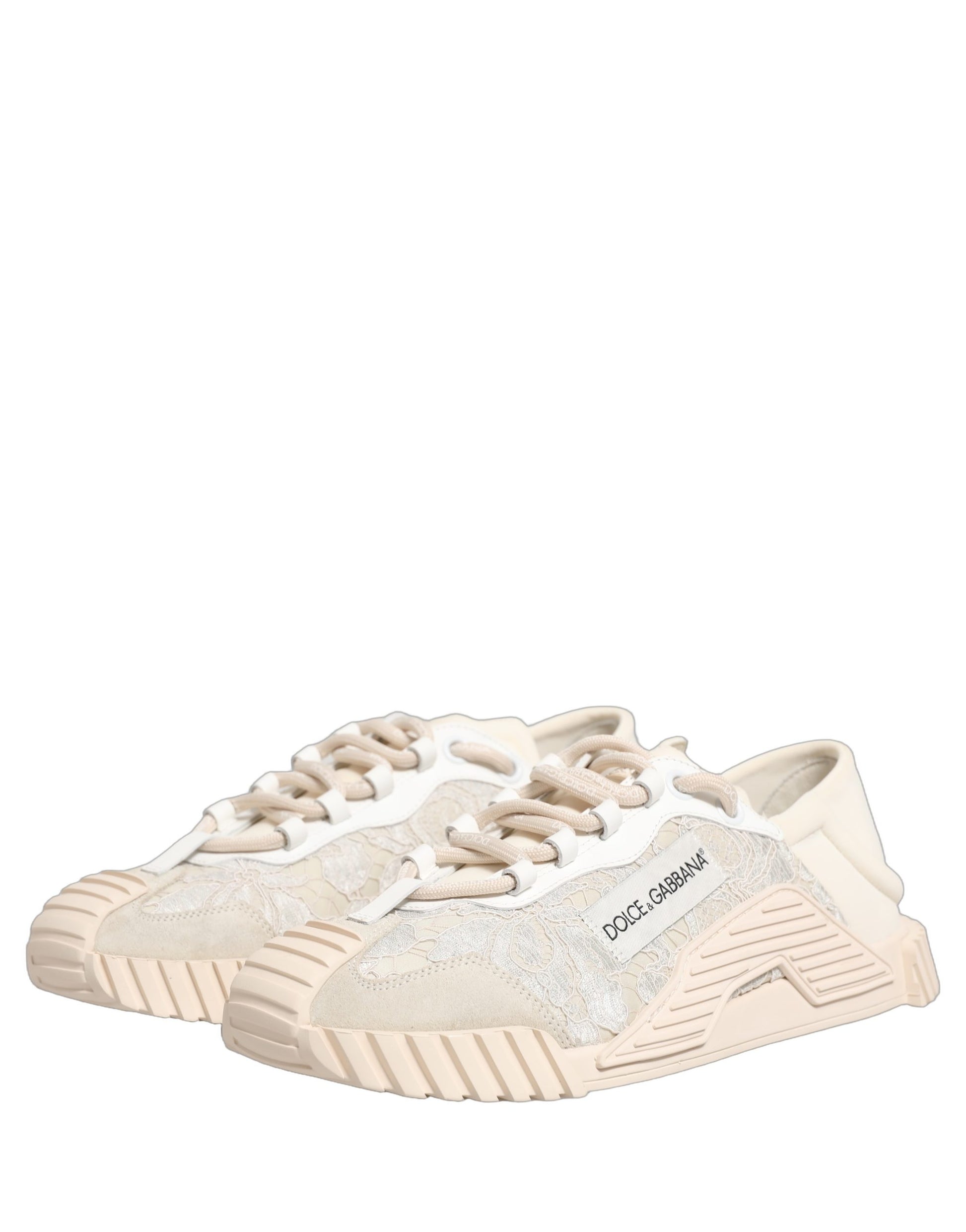 Chaussures de sport baskets basses Dolce & Gabbana en dentelle blanche NS1