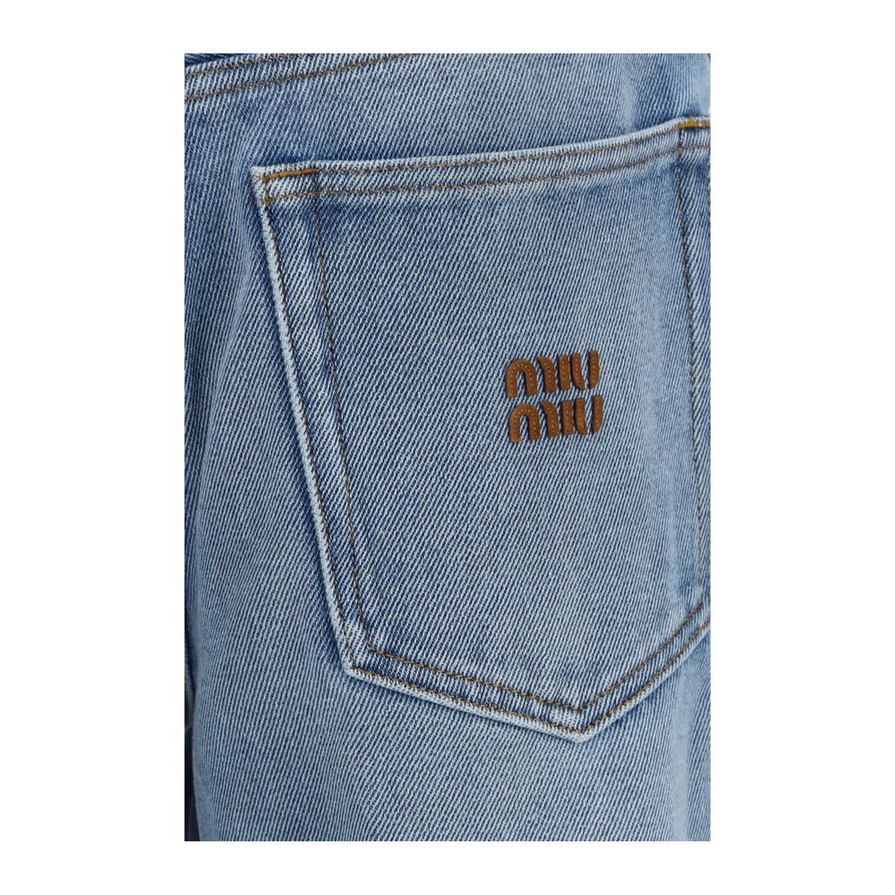 Jean coupe décontractée en coton bleu Miu Miu