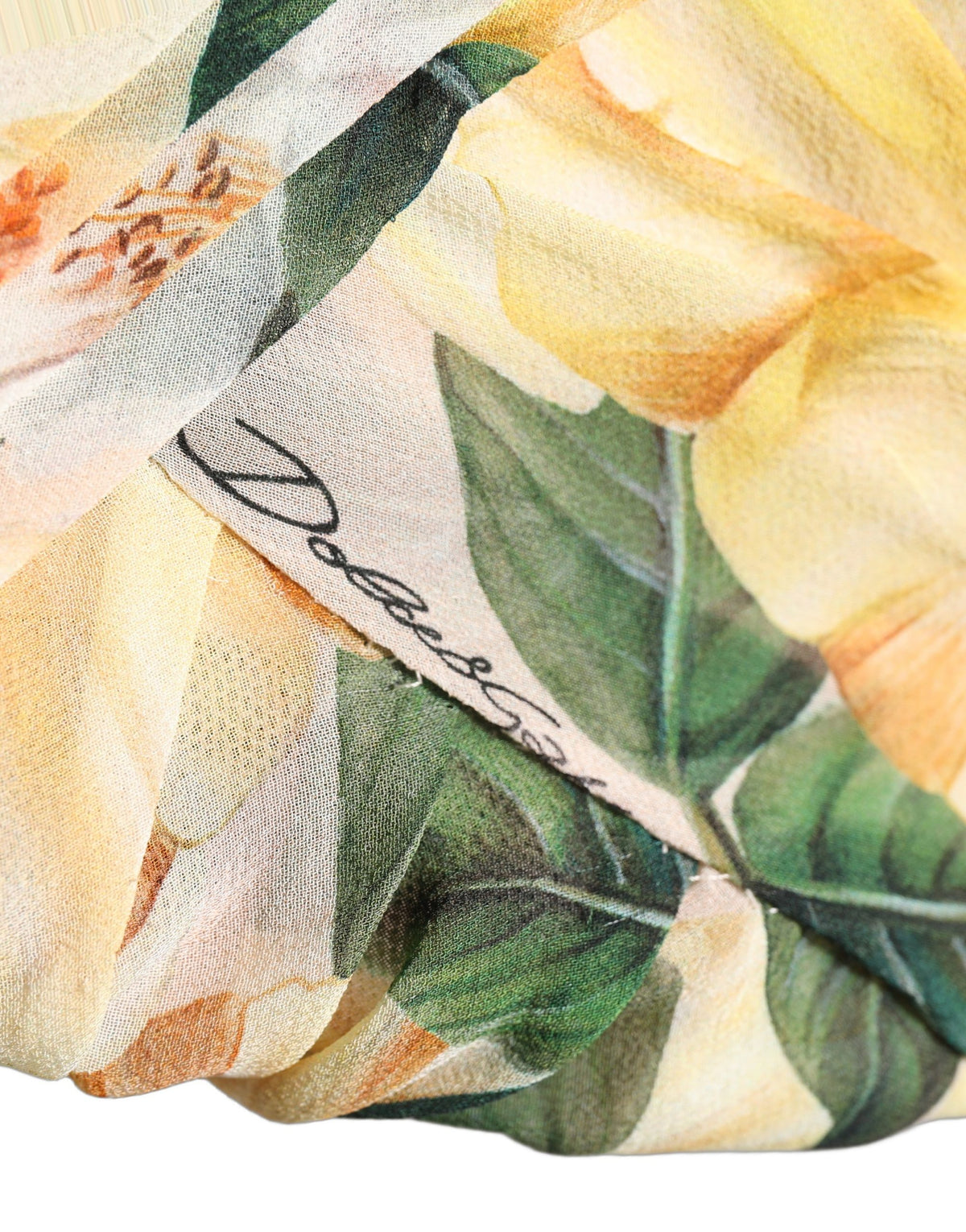 Dolce & Gabbana Gelbes Seidenplisseekleid mit Blumenprint