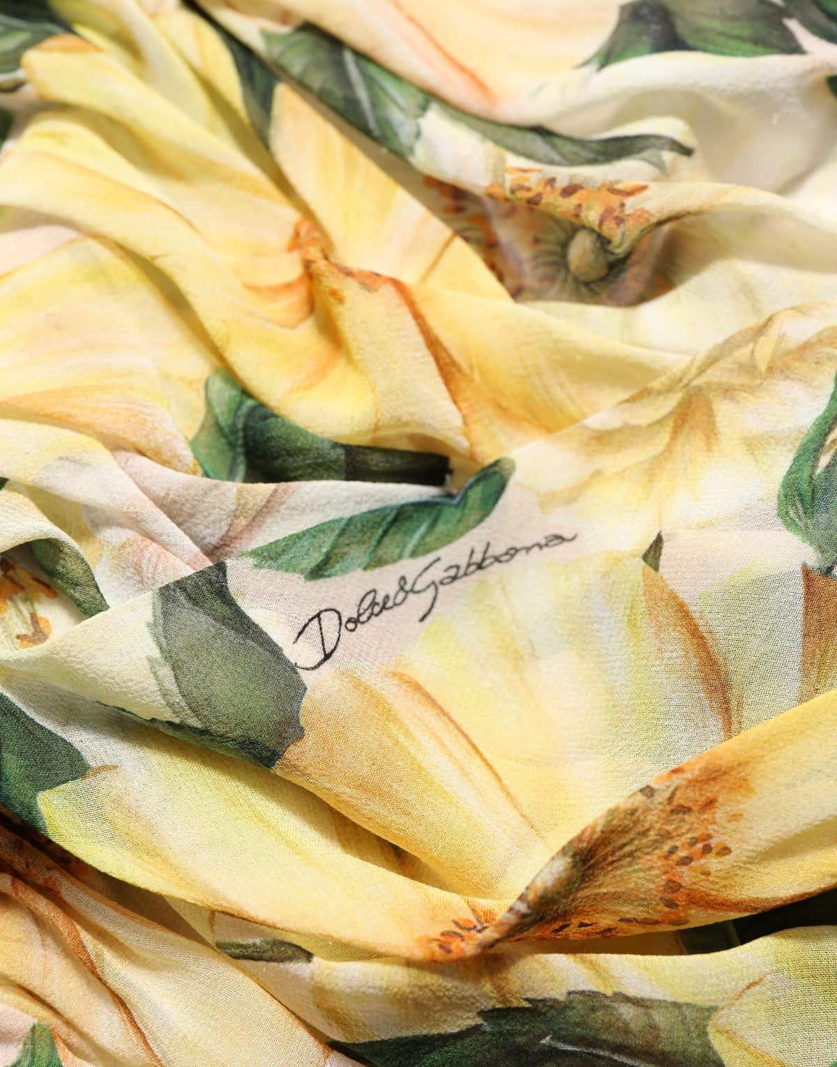 Dolce & Gabbana Gelbes Seidenplisseekleid mit Blumenprint