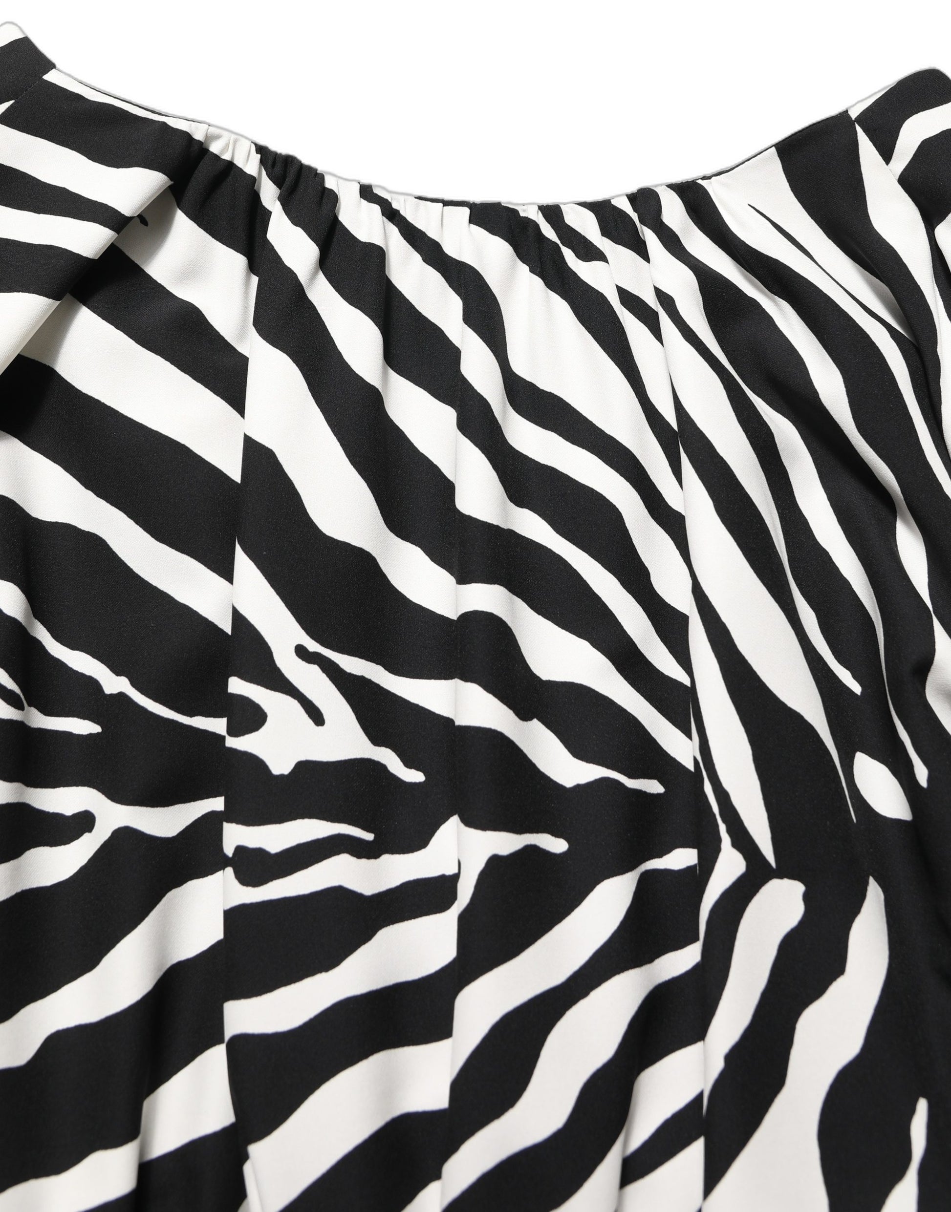 Dolce & Gabbana Black White Zebra Ruched Silk Mini Dress