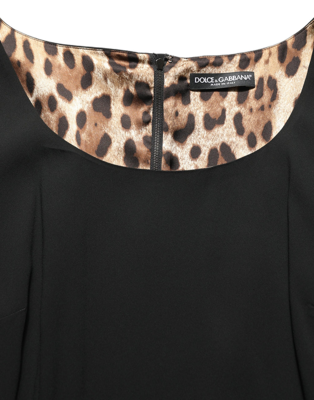 Dolce & Gabbana Schwarzes Midikleid aus Viskose mit kurzen Ärmeln