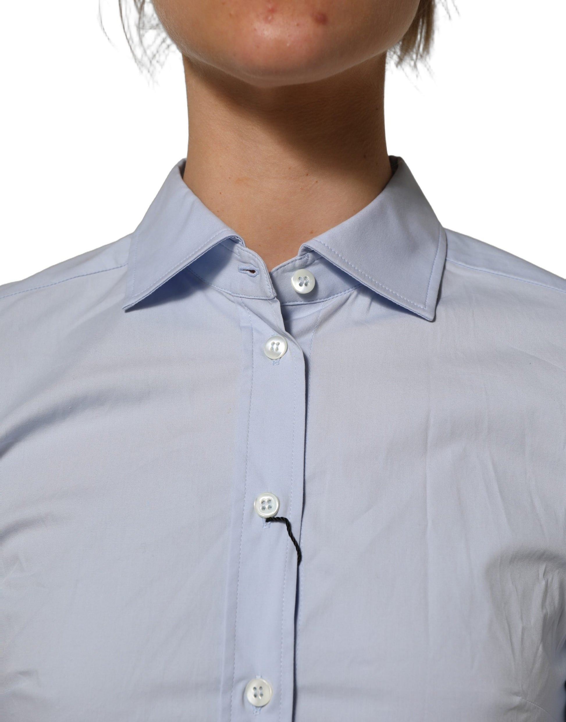 Dolce & Gabbana Blue Collared Long Sleeves Dress Shirt Top