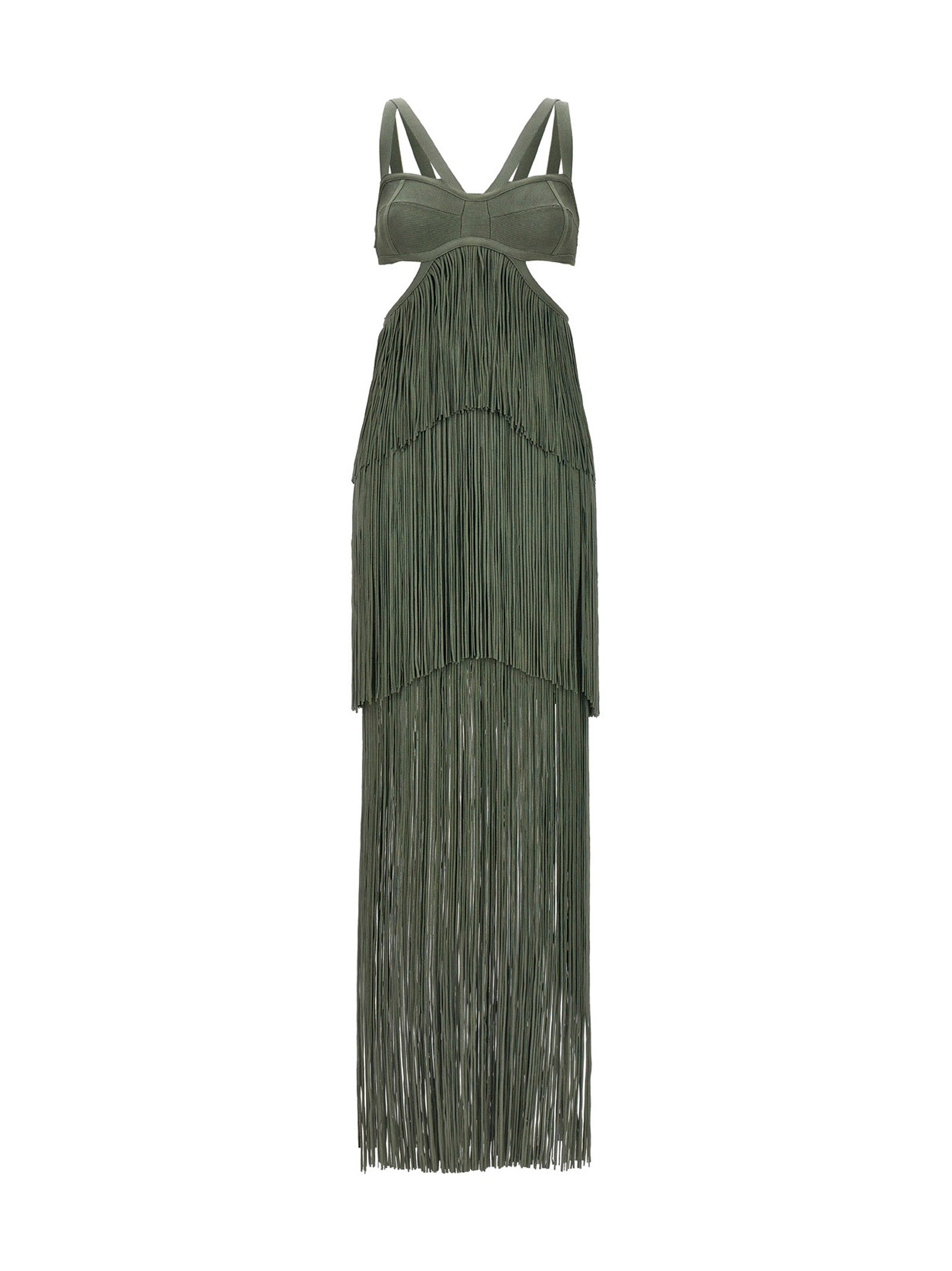 Hervé Léger Bicolor Rayon Long Dress