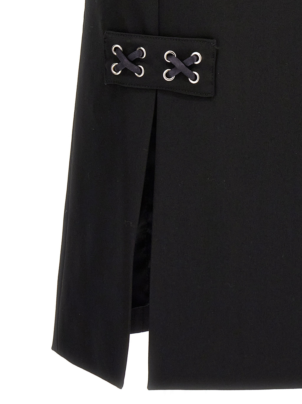 Alessandra Rich Black Wool Midi Skirt