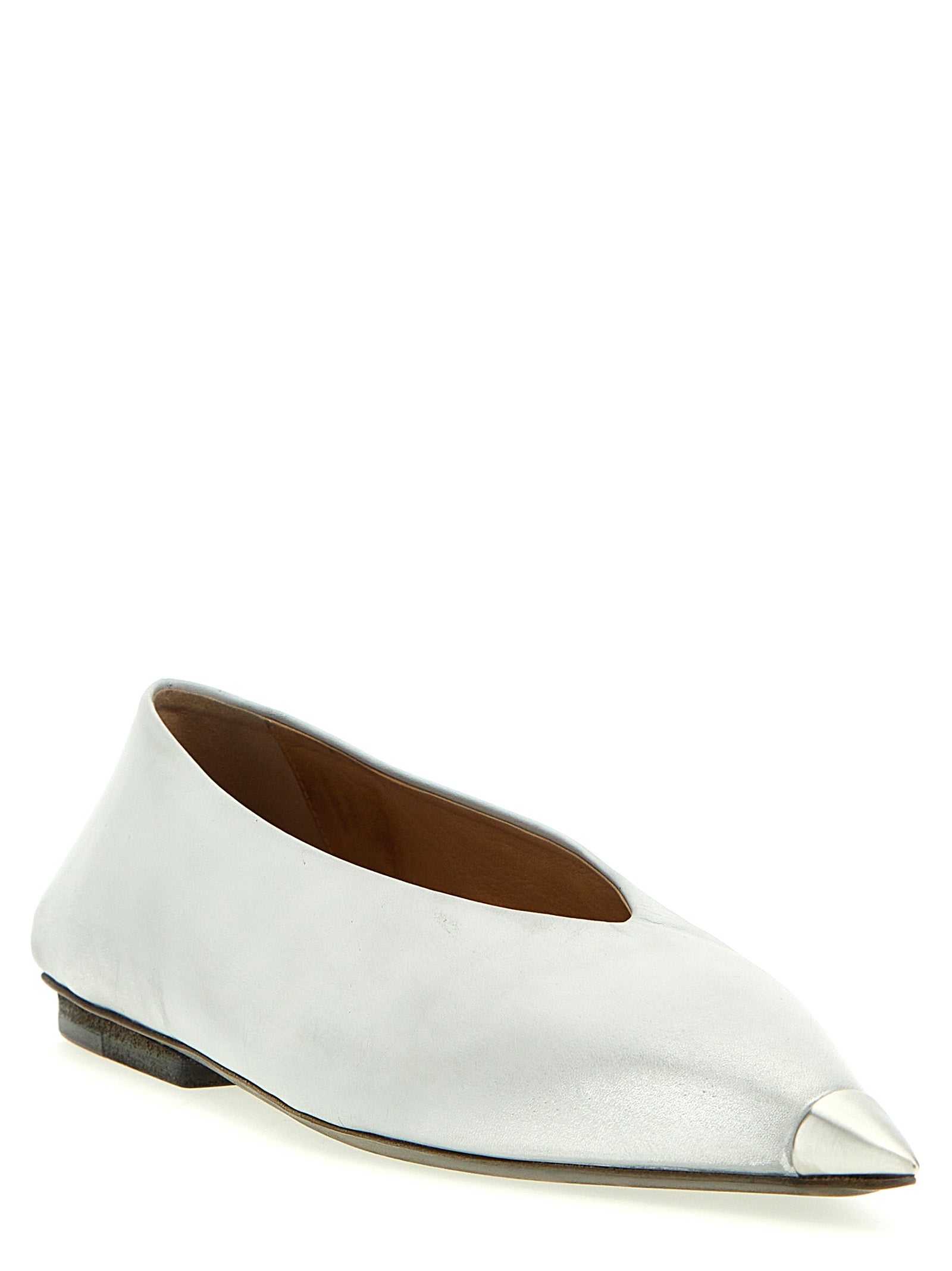 Marsell Silver Calfskin Ballet Flats