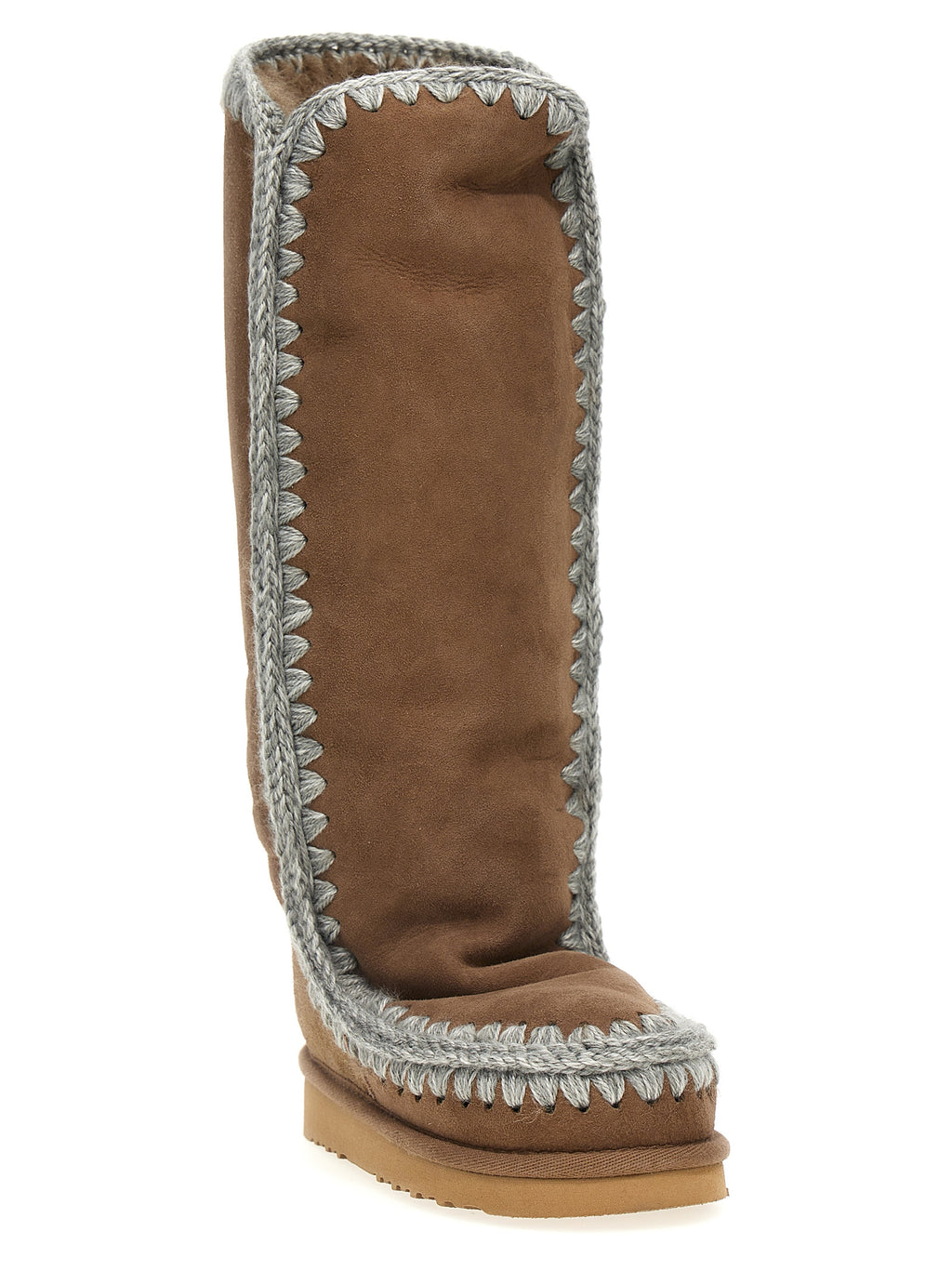 Mou Brown Lamb Leather Over The Knee