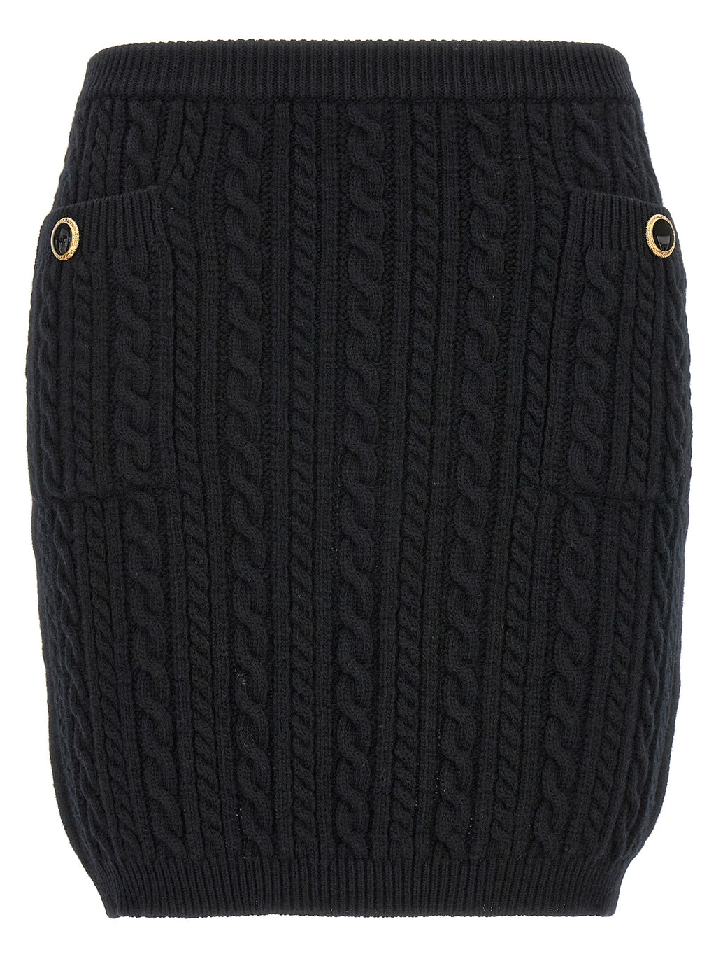 Alessandra Rich Black Wool Long Skirt