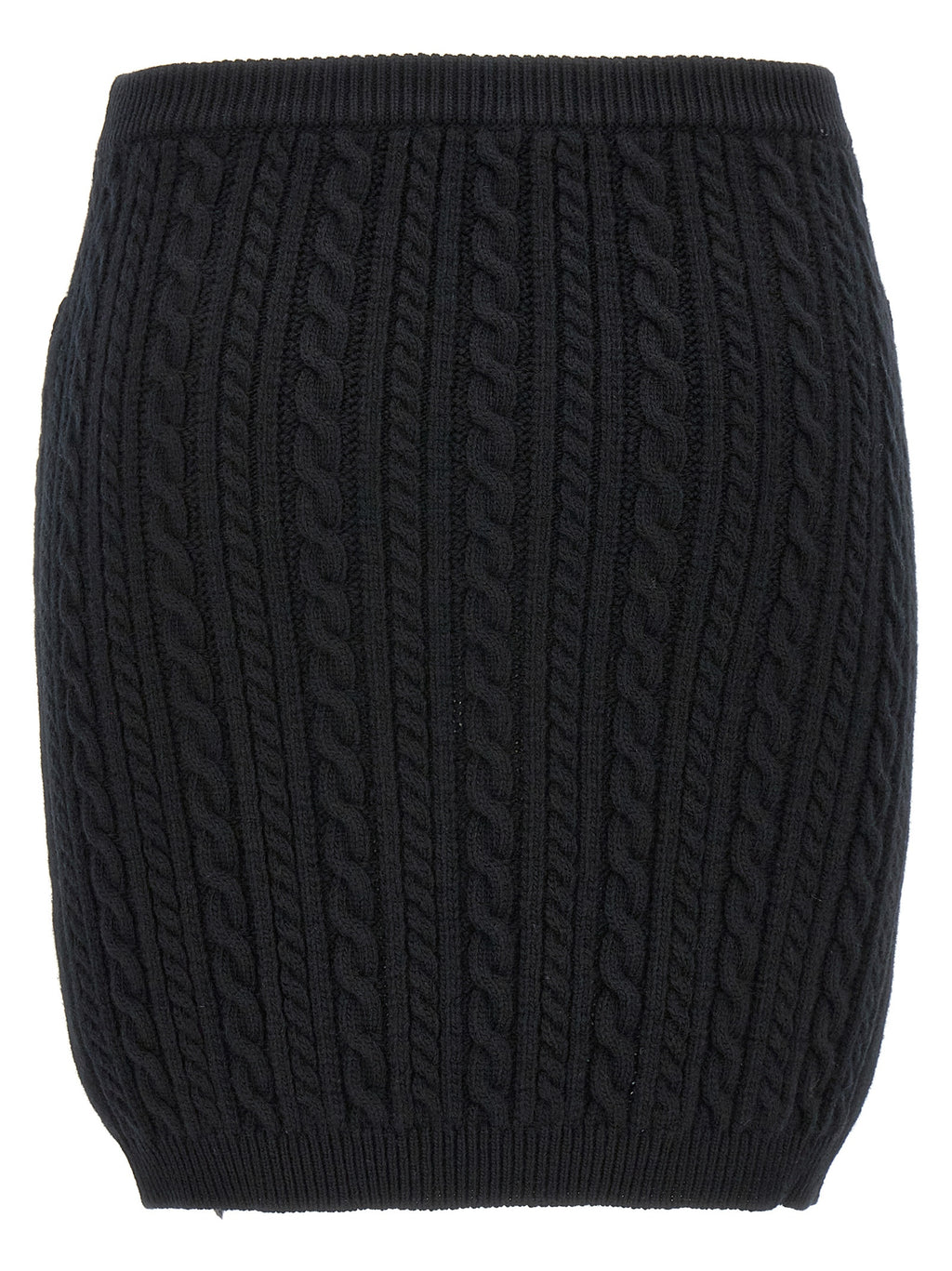 Alessandra Rich Black Wool Long Skirt