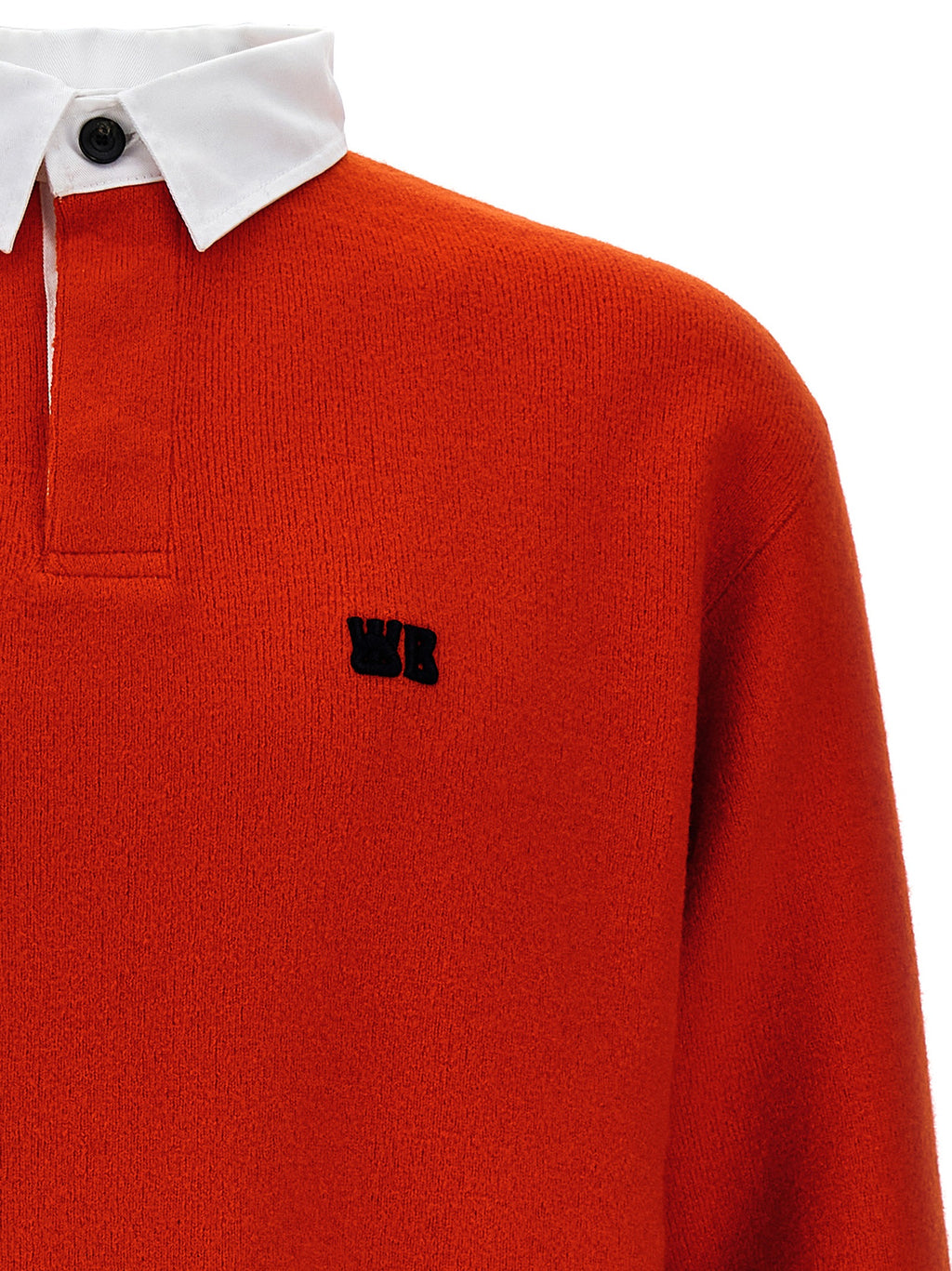 WALES BONNER Red Wool Polo Shirt