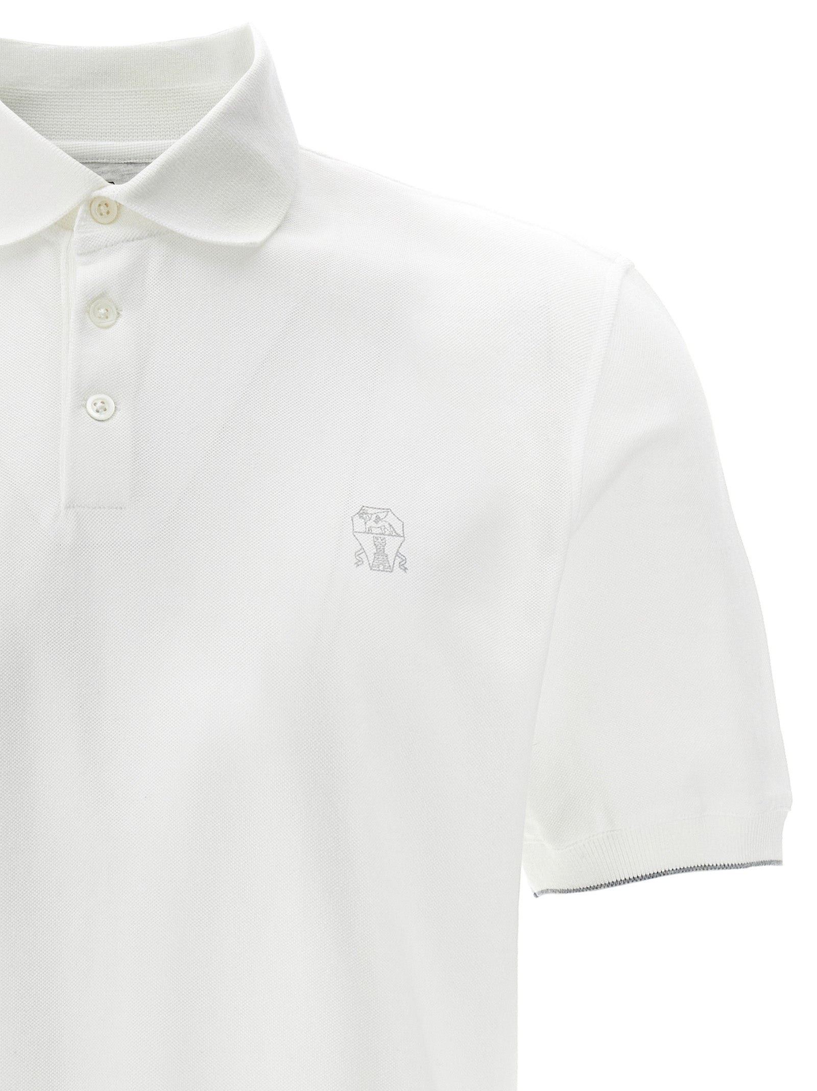 Brunello Cucinelli White Cotton Polo Shirt