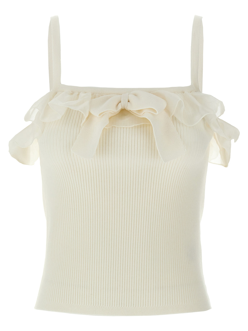 Alessandra Rich White Wool Sleeveles T-Shirt