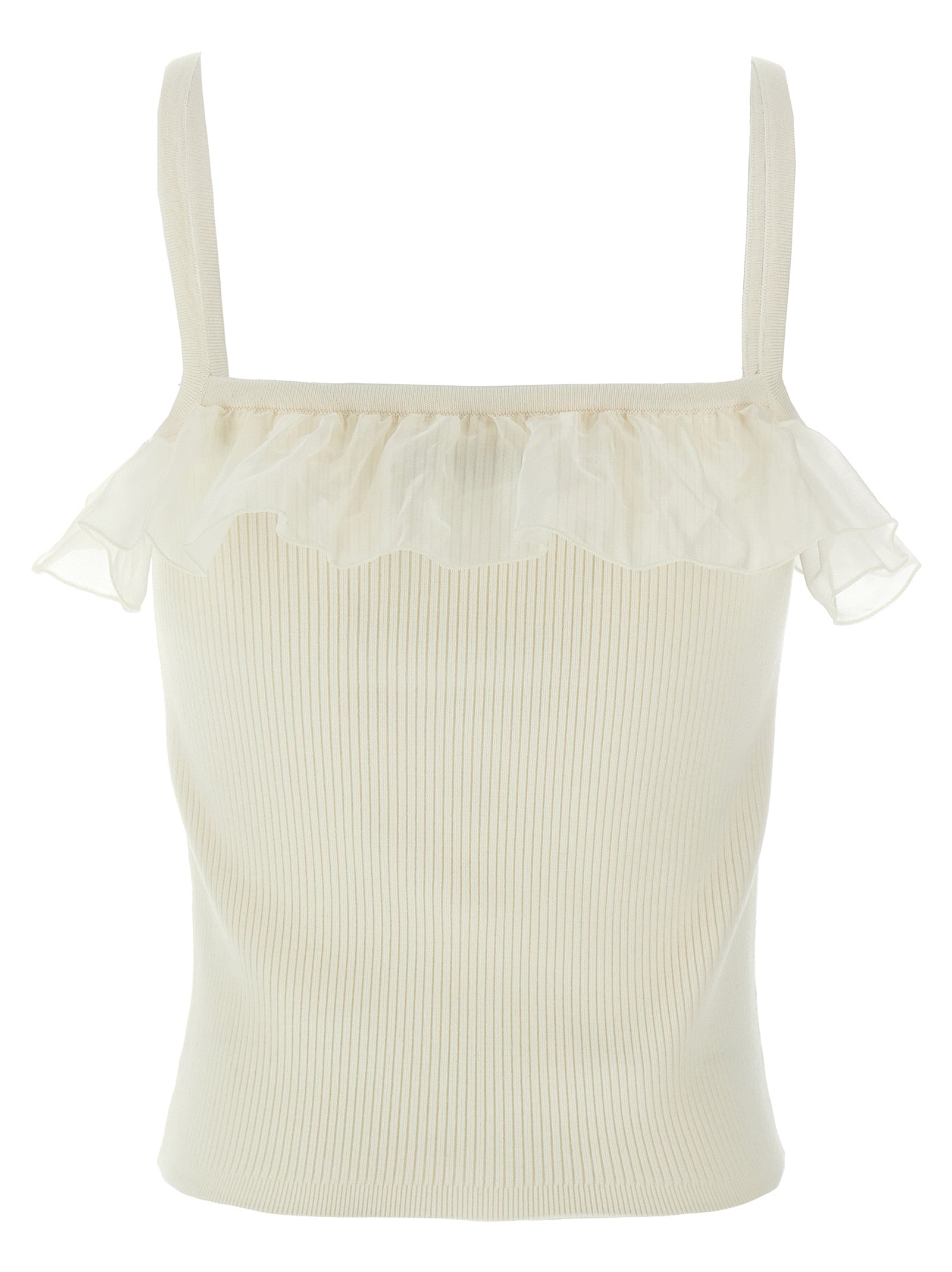 Alessandra Rich White Wool Sleeveles T-Shirt
