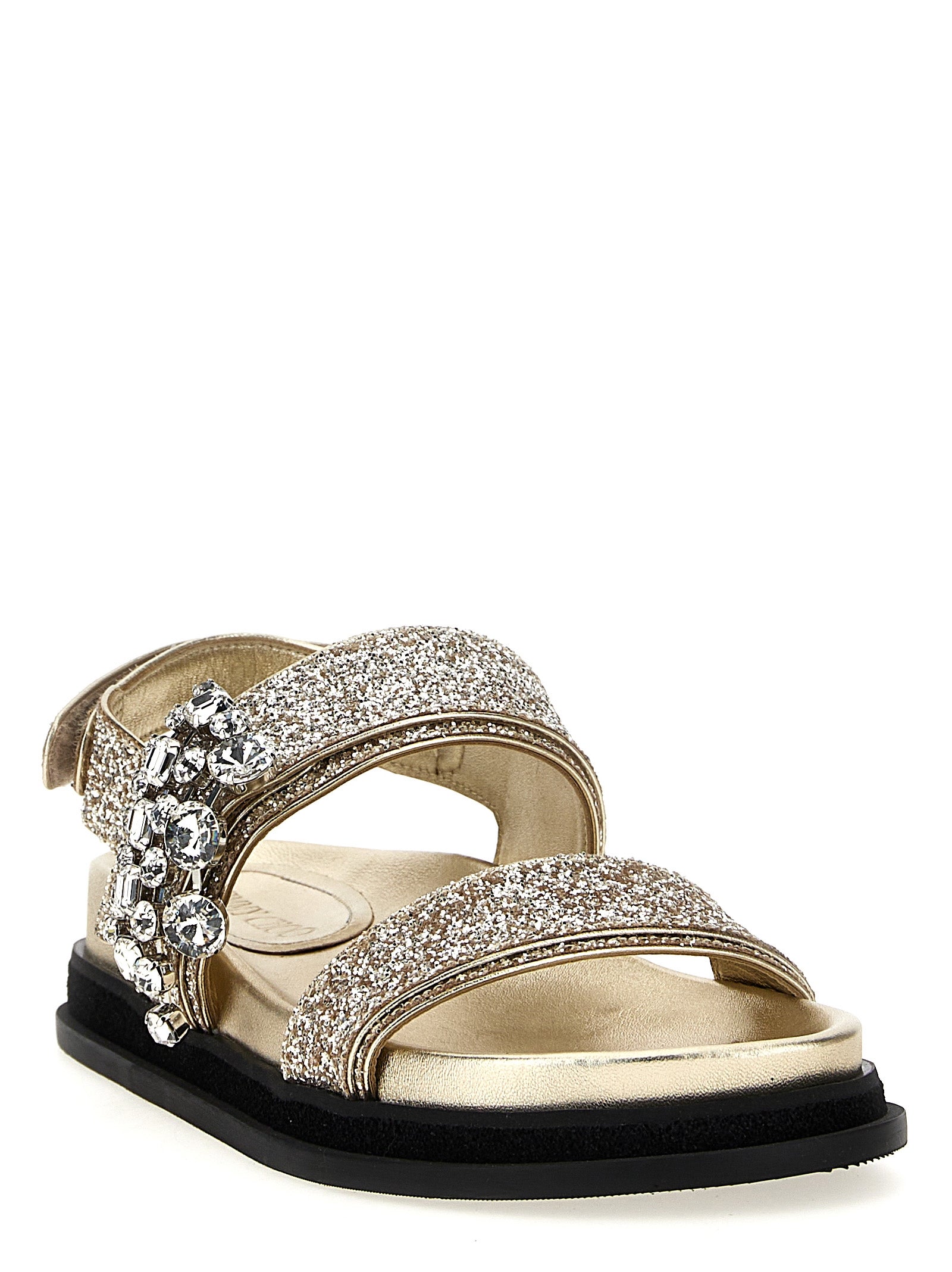 Jimmy Choo Gold Textile Flat Sandals