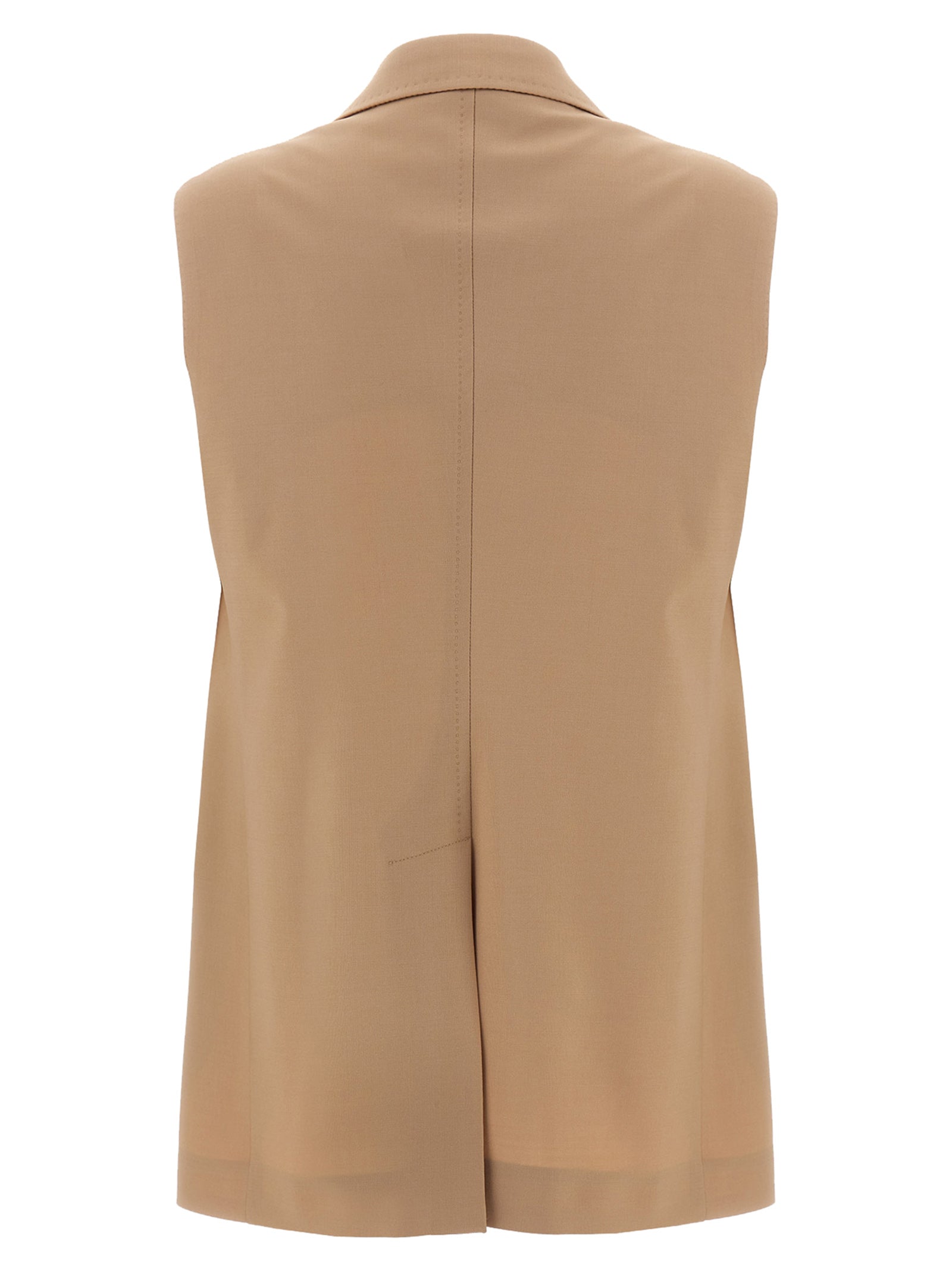 Tagliatore Beige Virgin Wool Sleeveless Jacket