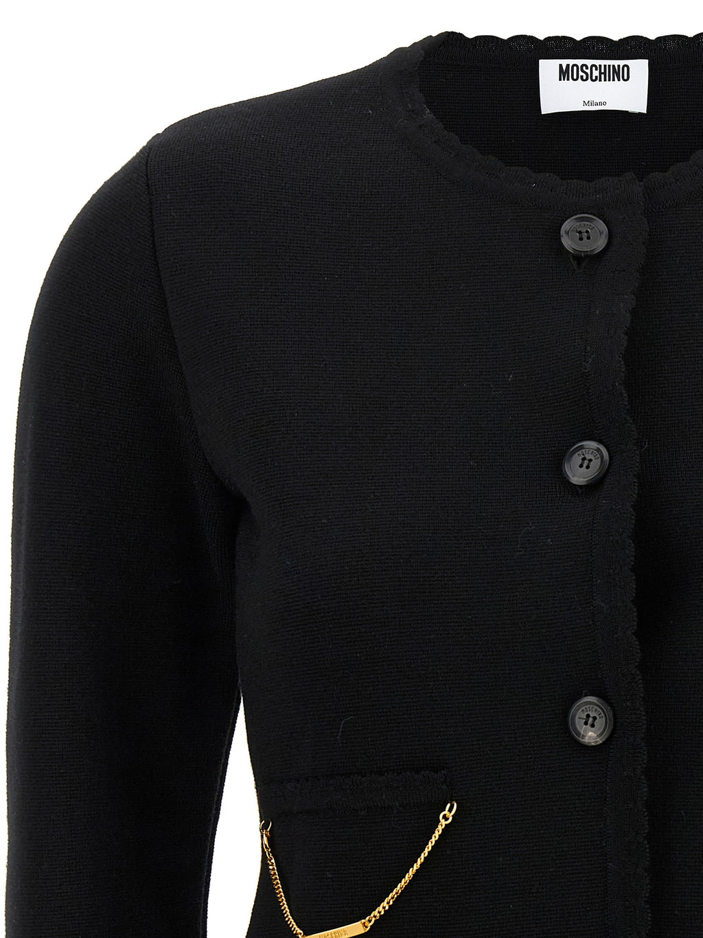 Moschino Black Virgin Wool Cardigan