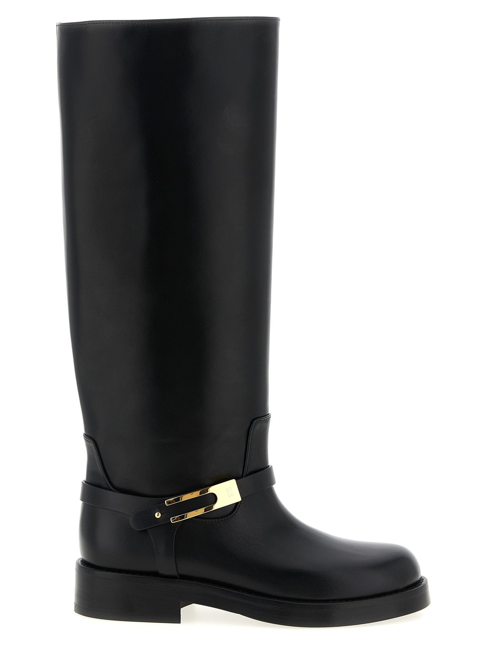 Elisabetta Franchi Black Calfskin Over The Knee
