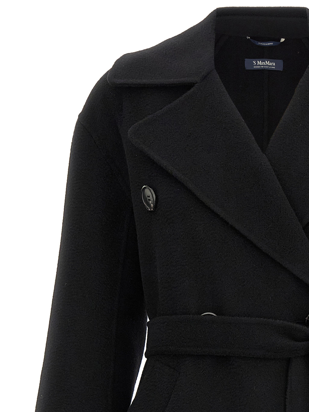 'S Max Mara Black Virgin Wool Coat