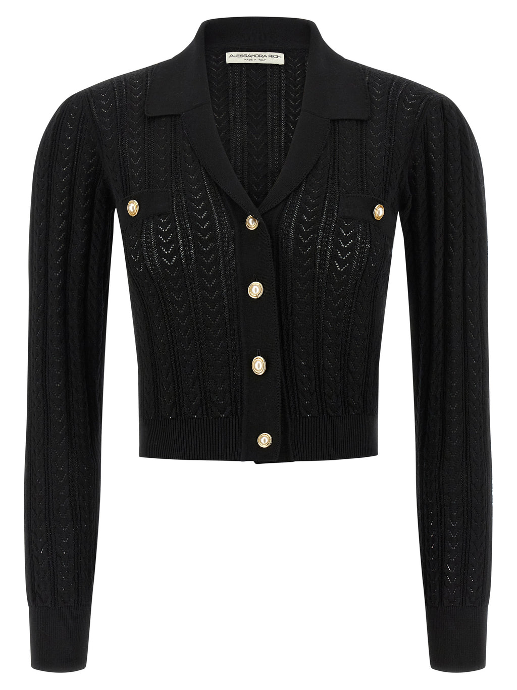 Alessandra Rich Black Cotton Cardigan