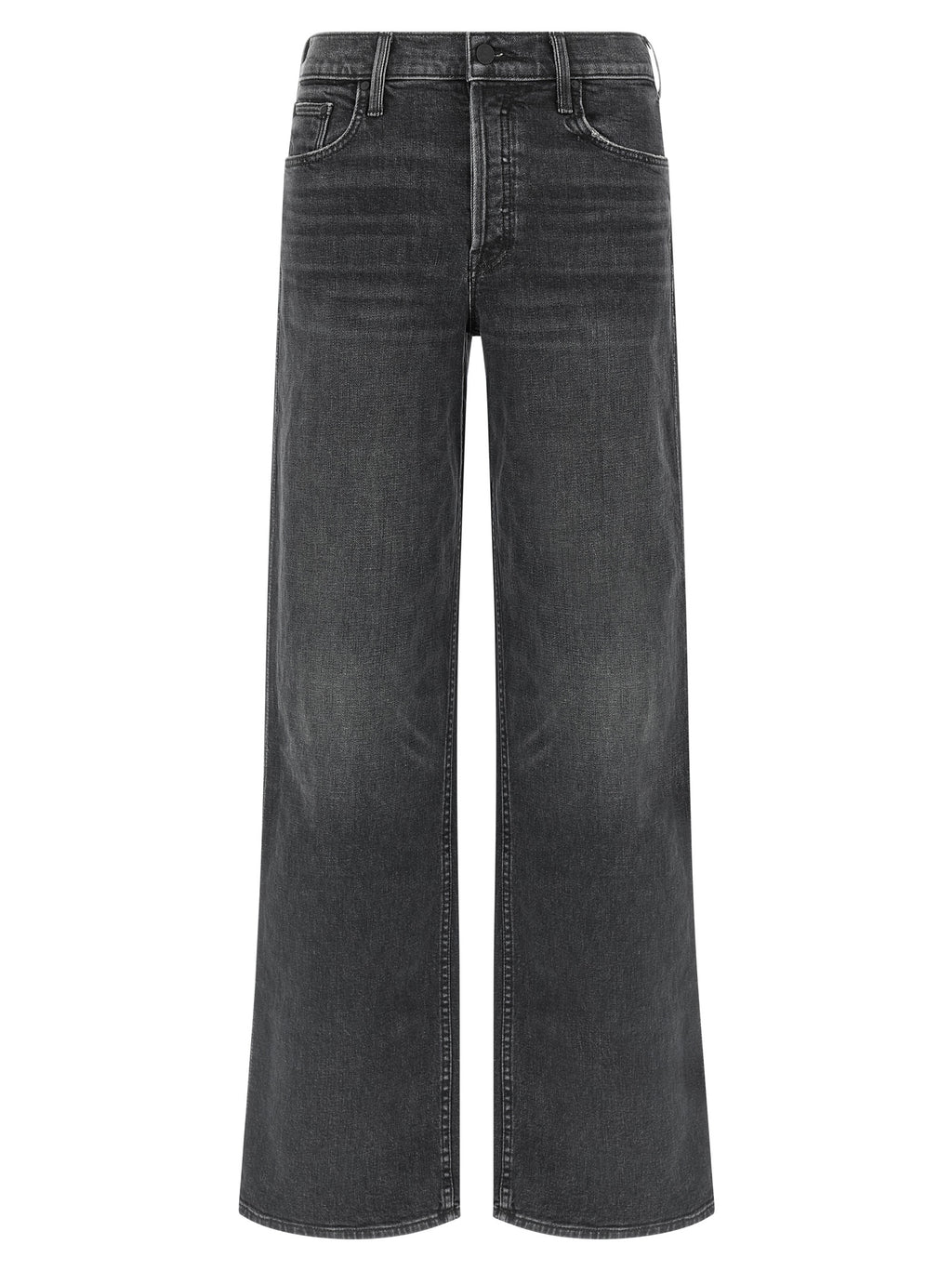 Mother Denim Black Cotton Straight-Leg Jeans