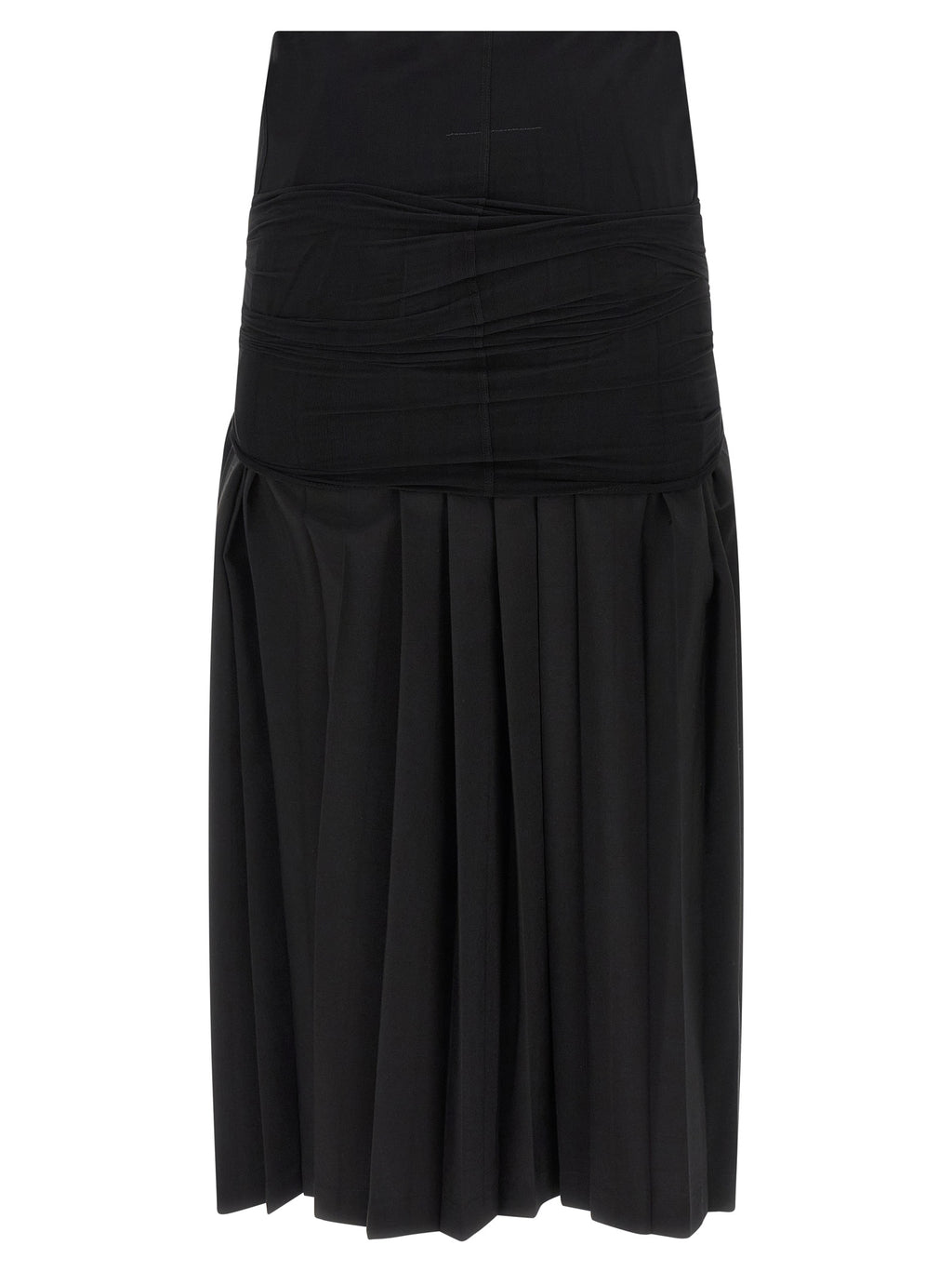 MM6 Maison Margiela Black Polyester Midi Skirt
