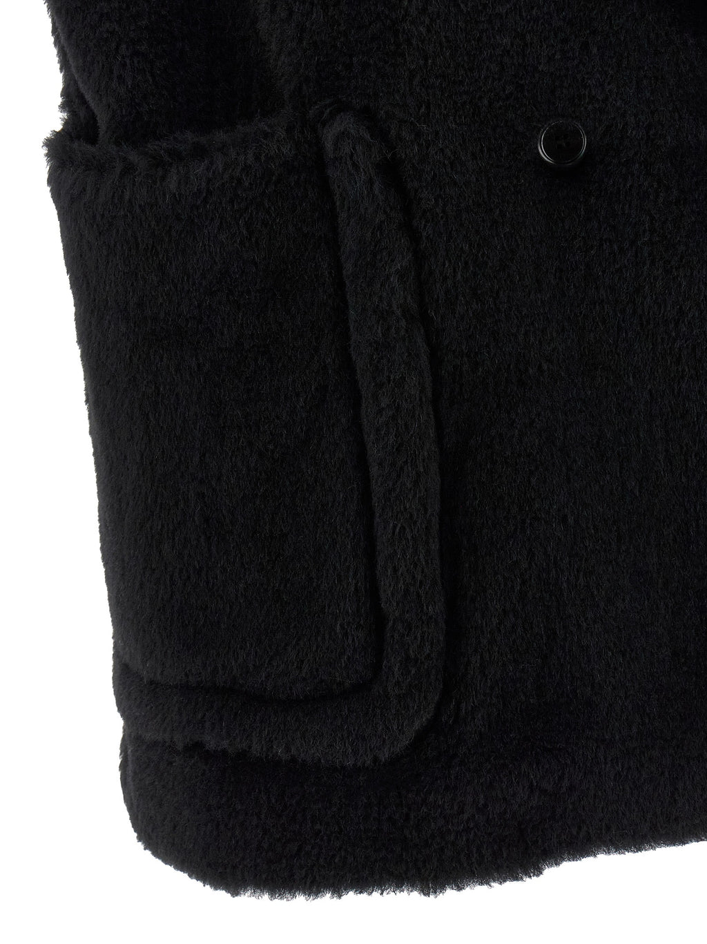 Max Mara Black Alpaca Leather Sleeveless Jacket