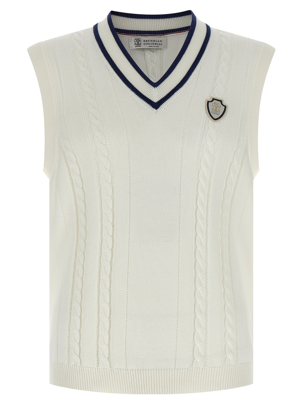 Brunello Cucinelli White Cotton Sleeveles Sweater